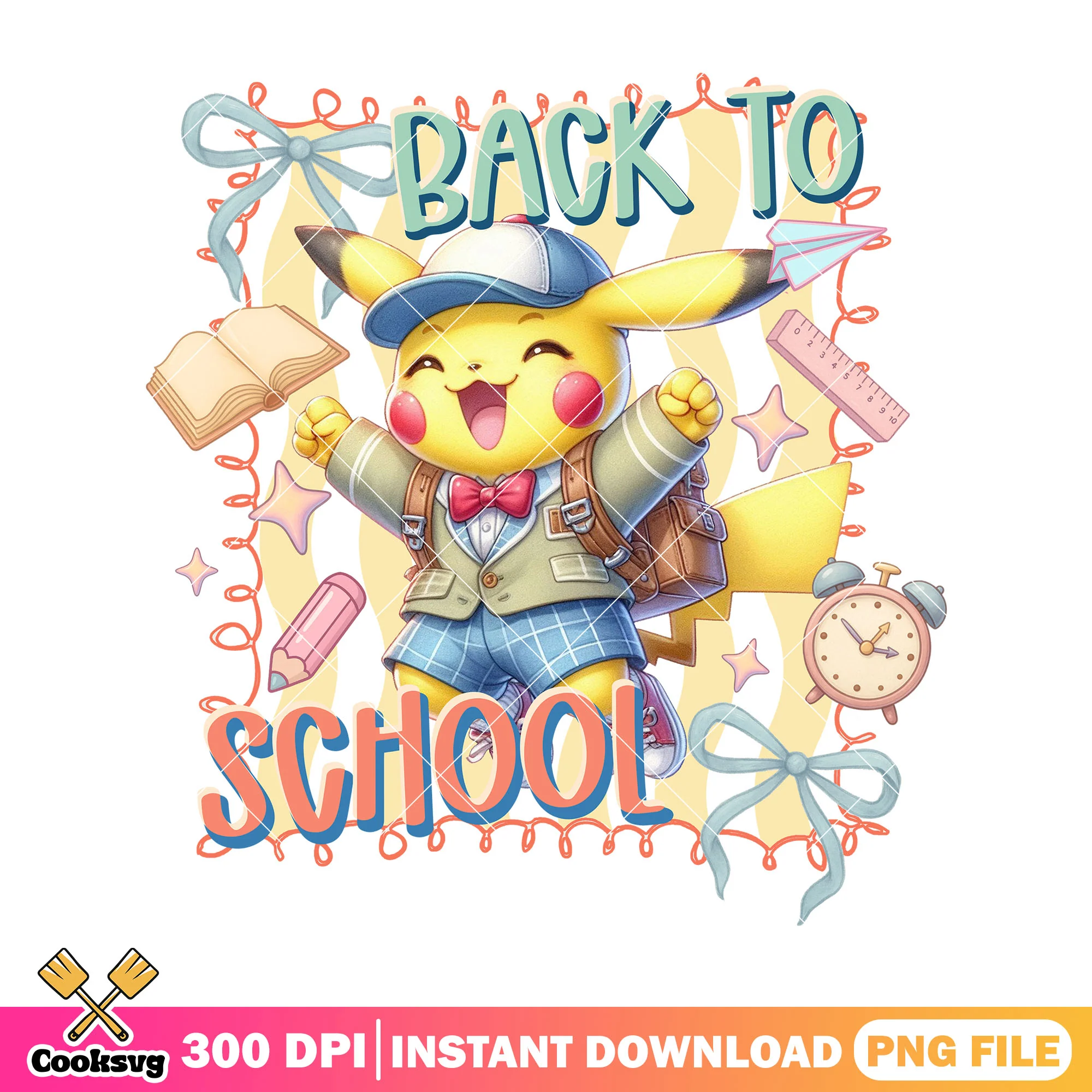 Happy pikachu back school png, pikachu cute png, going back to school png