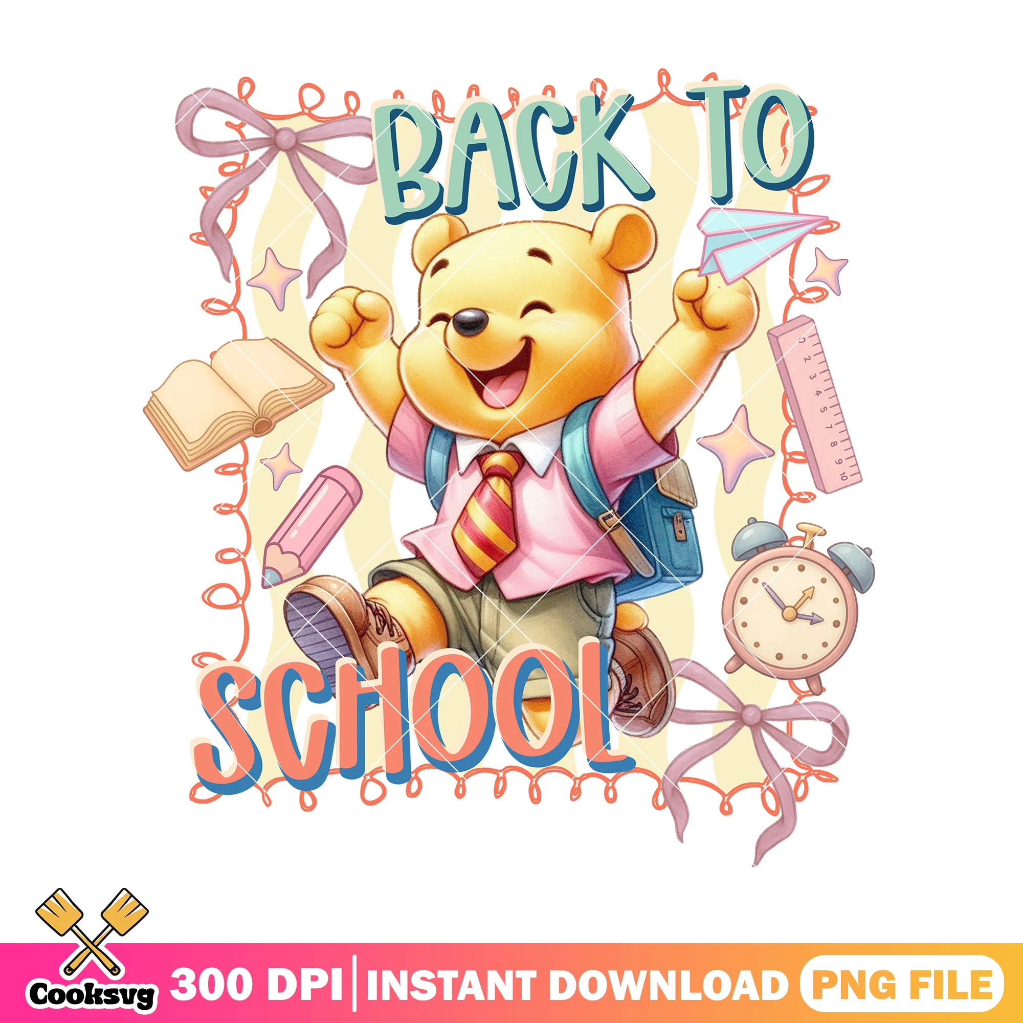 Happy pooh design file png, back to school art png, disney world png