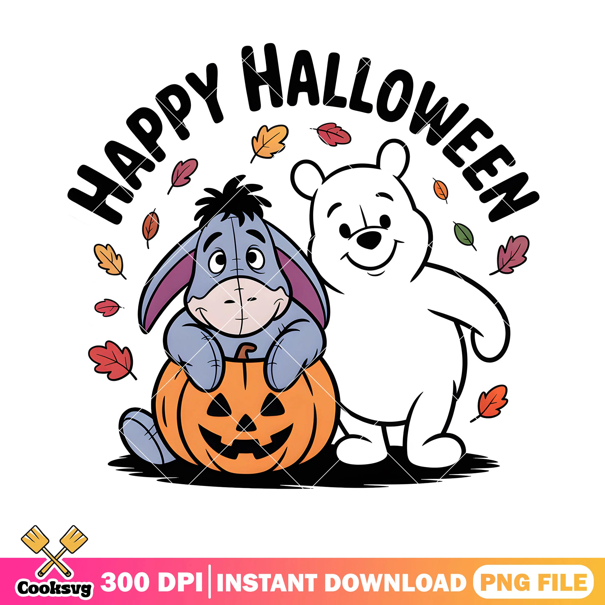 Happy pooh halloween duo png, winnie the pooh eeyore png, pooh bear png