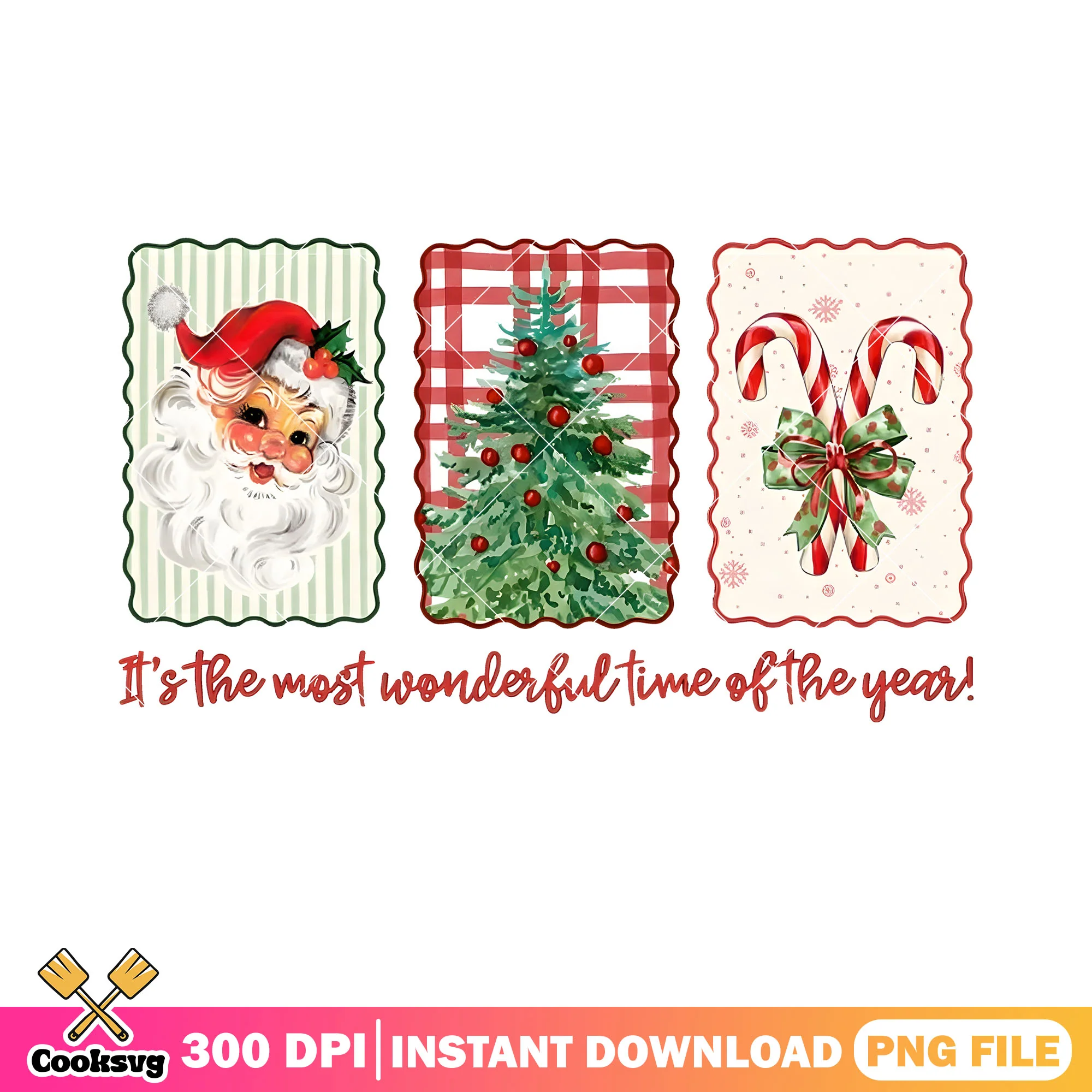 Happy santa claus art png, pine tree png, candycane png