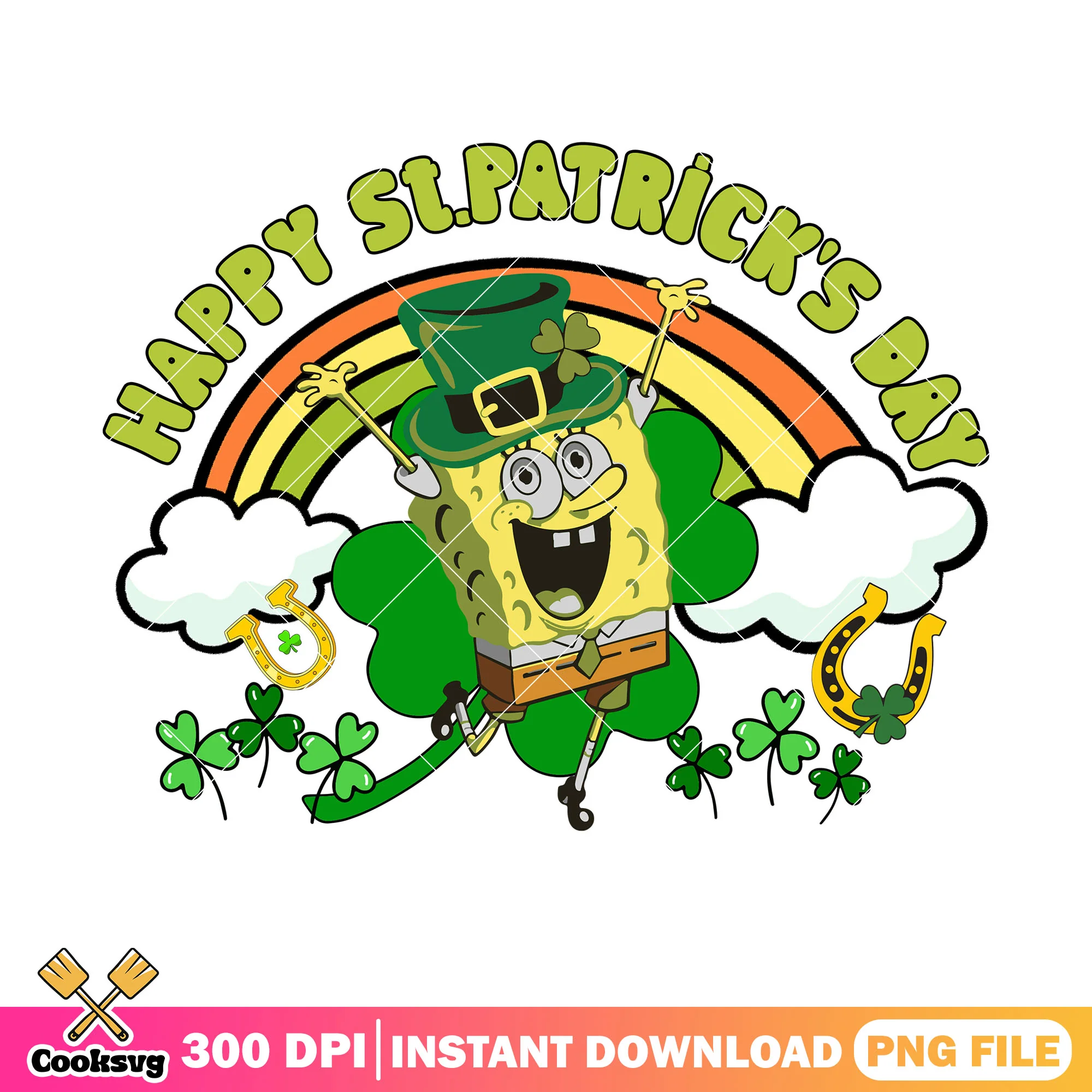 Happy st patrick day with spongebob png, spongebob squarepants png