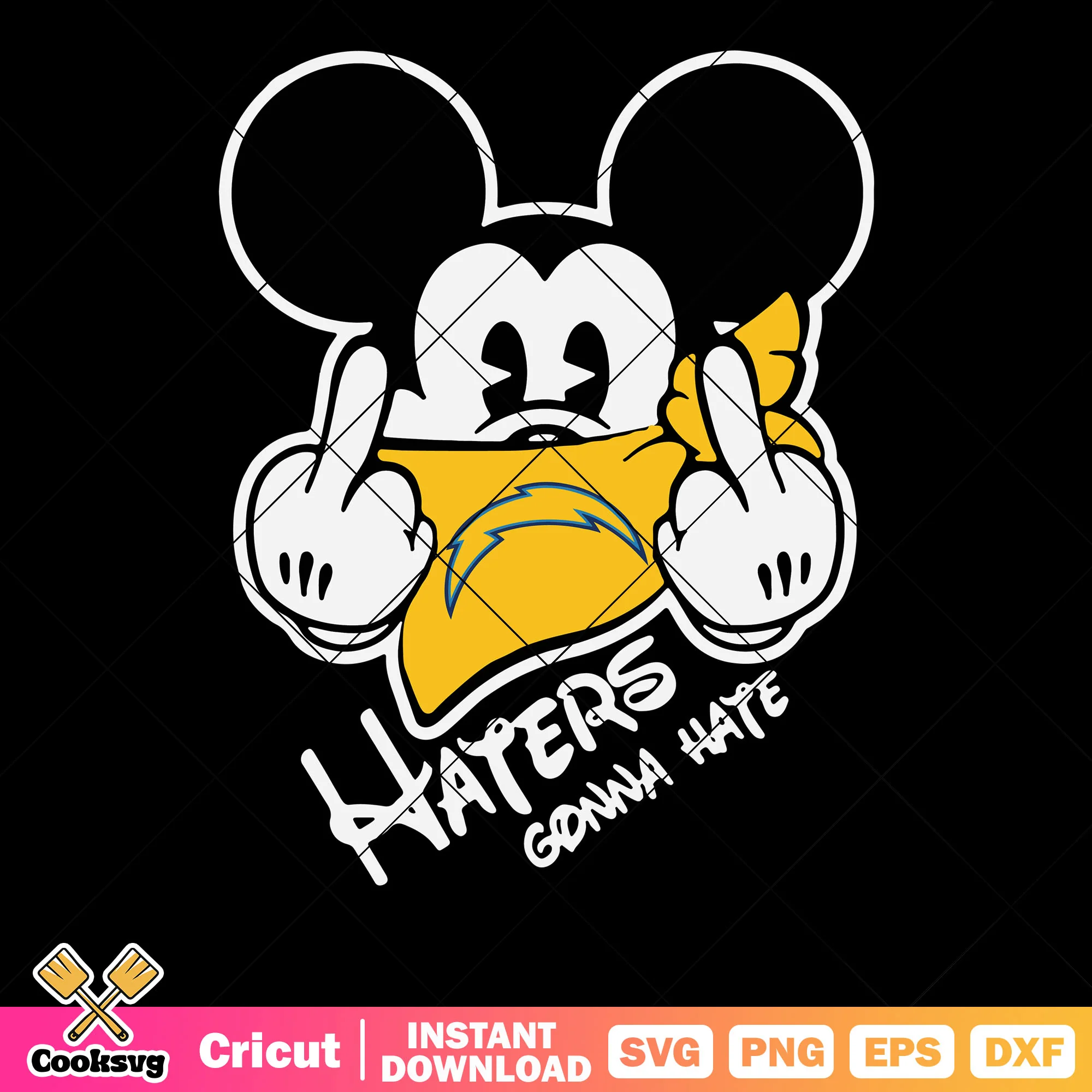 Haters gonna hate svg, mickey mouse svg, los angeles chargers svg