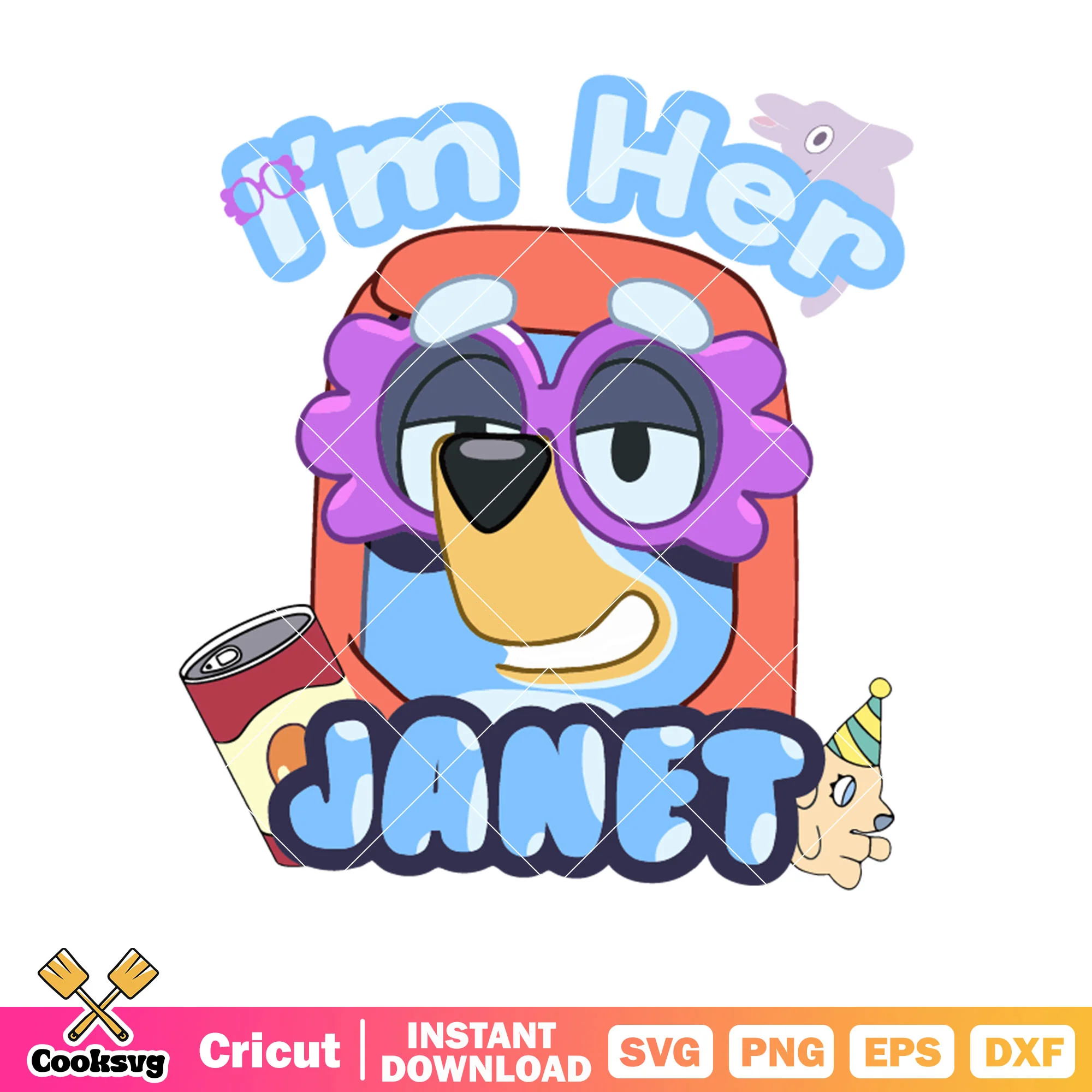 Head bluey im her janet svg, bluey aunts svg, bluey family svg