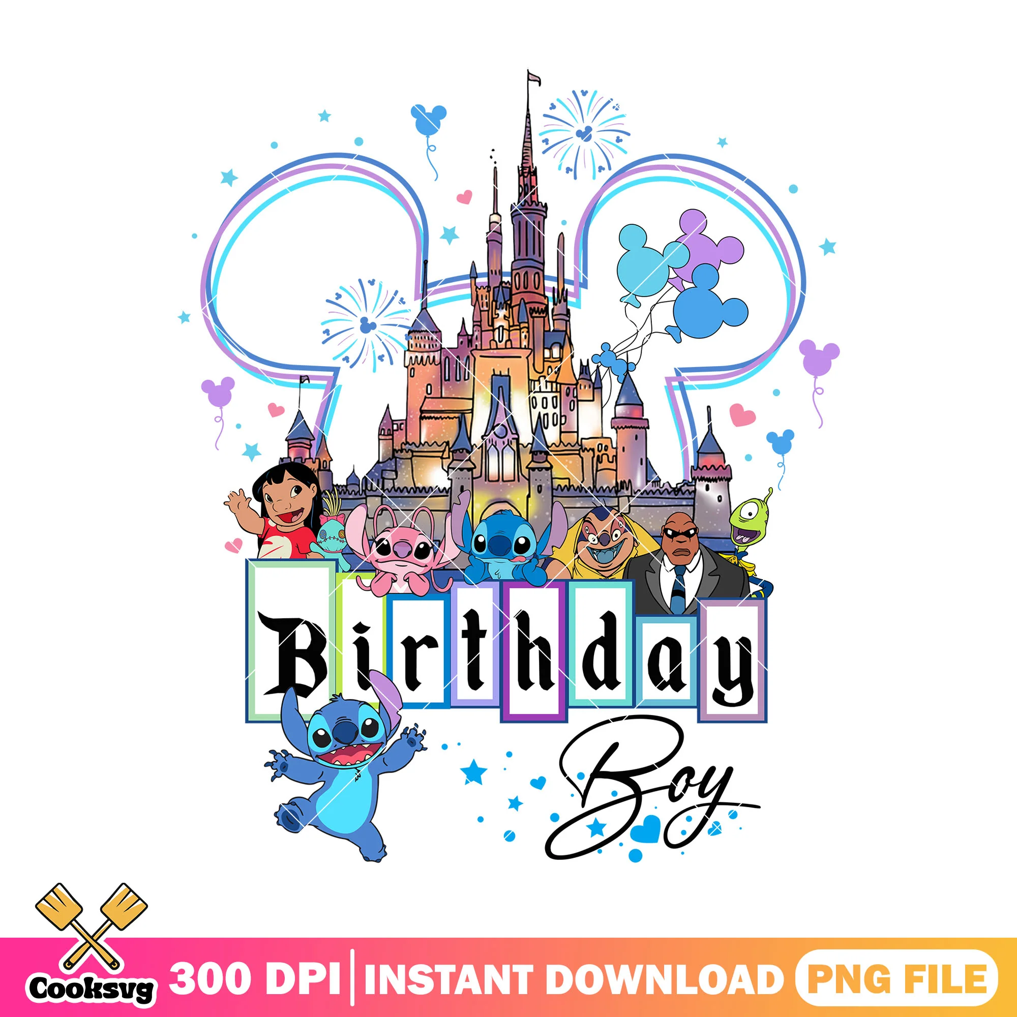 Head mickey birthday boy stitch png, stitch birthday png, disney head png