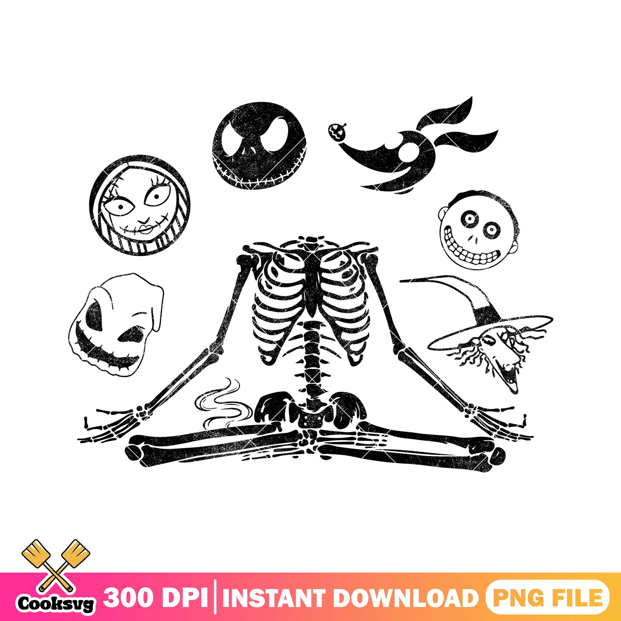 Heads with skeletons png, disney head png, horror halloween png