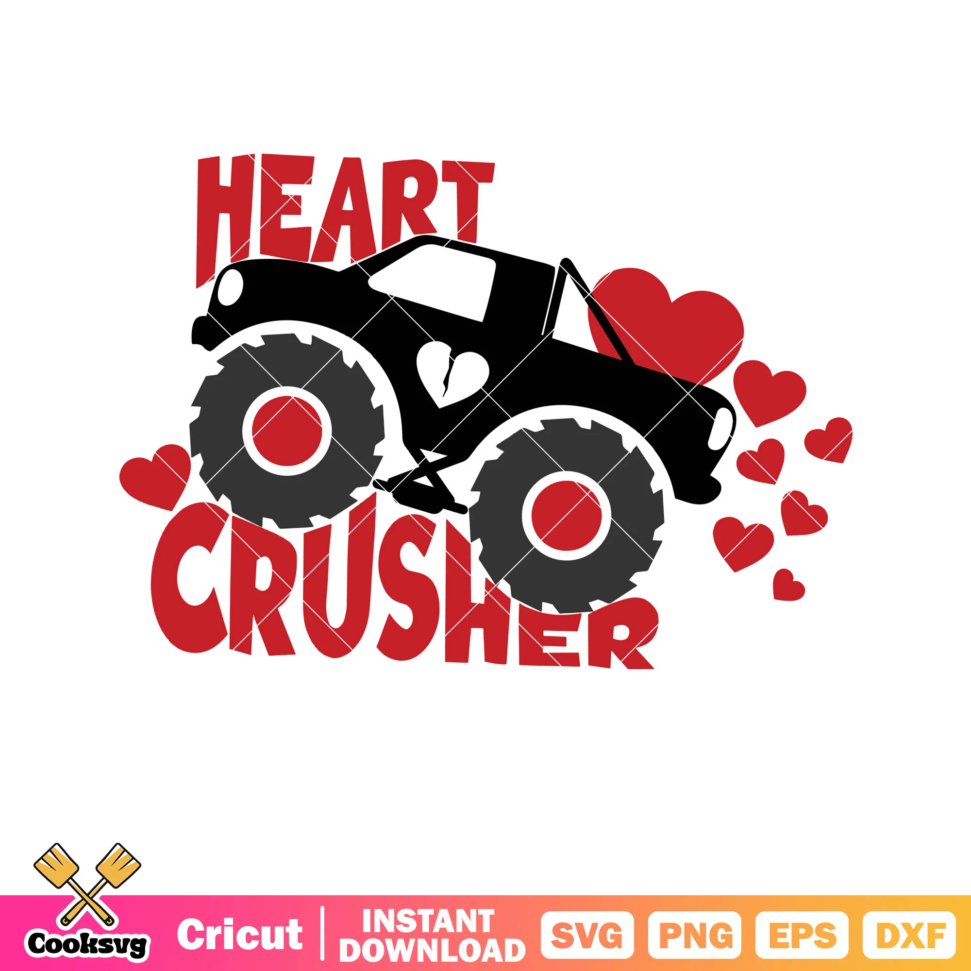 Heart crusher Monster Truck svg, monster truck svg, crush heart svg