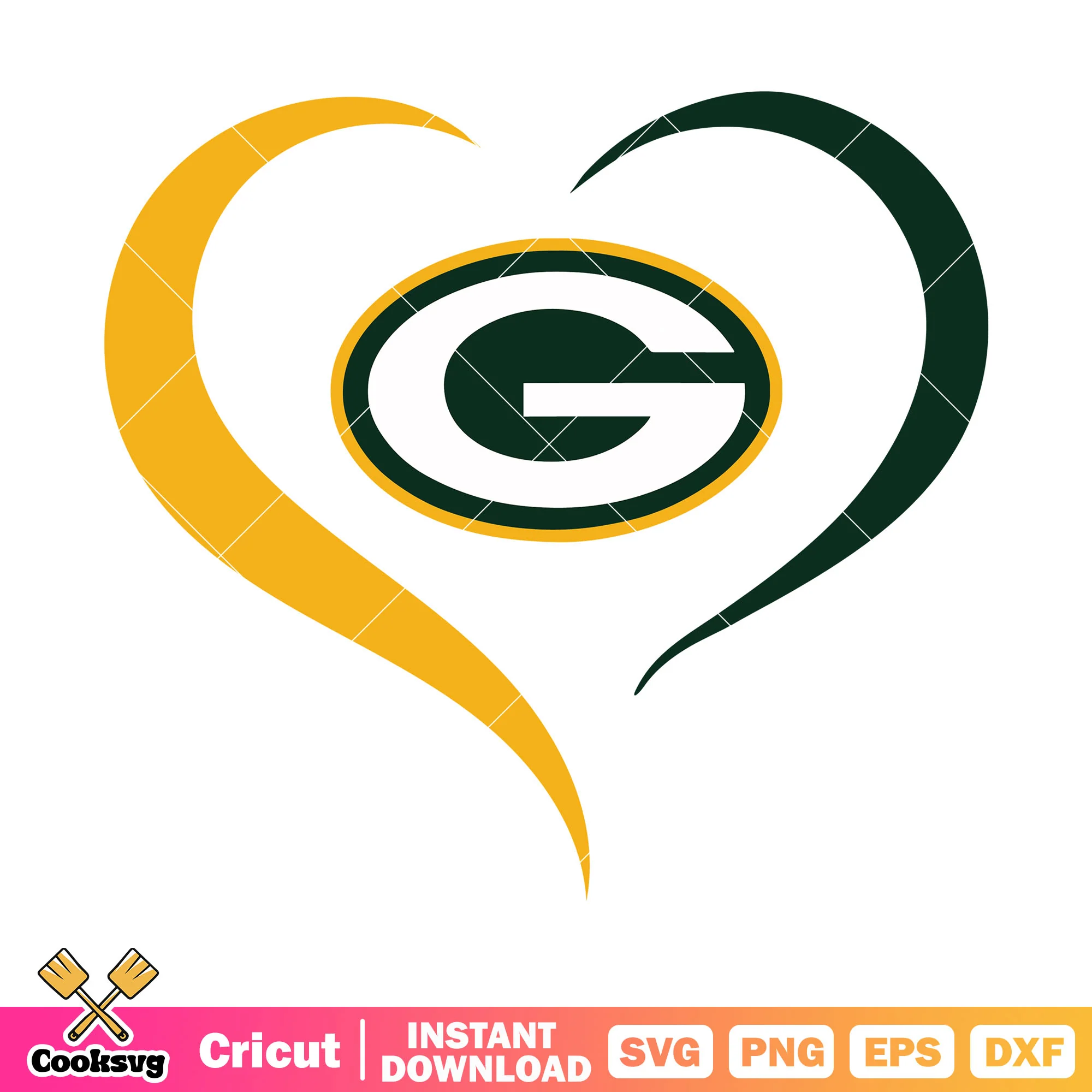 Heart icon G love svg, green bay packers svg, nfl football svg