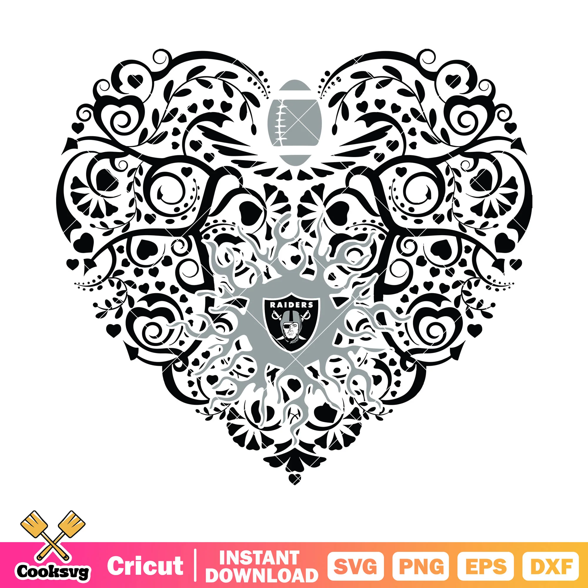 Heart of raider shield svg, nfl svg, los angeles raiders svg