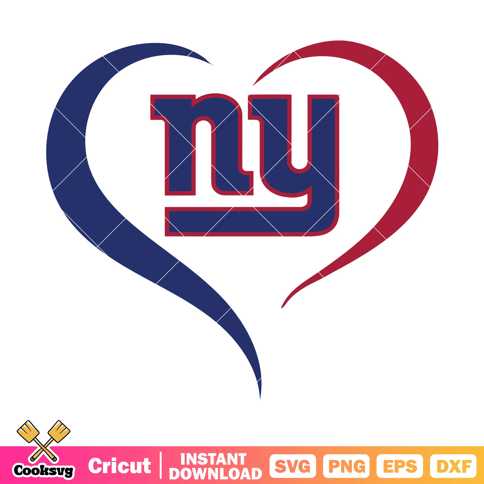 Heart swirl love for ny teams svg, ny giants svg, nfc svg