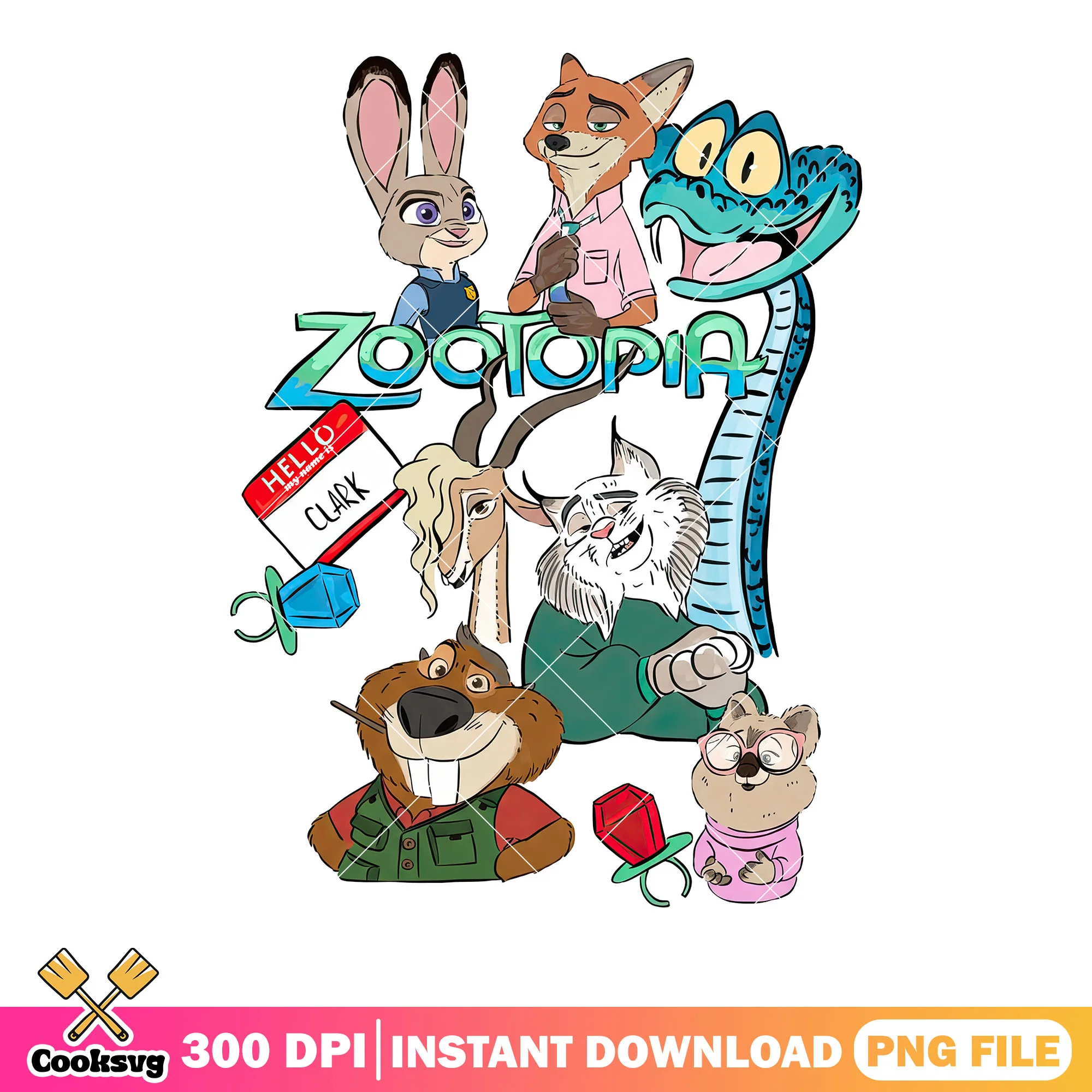 Hello clark zootopia png, nick zootopia png, gary de snake png
