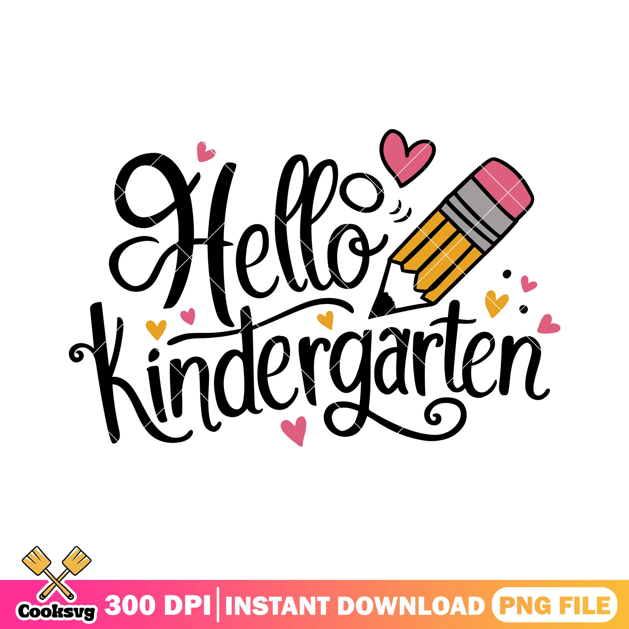 Hello file kindergarten png, black font png, back to school art png