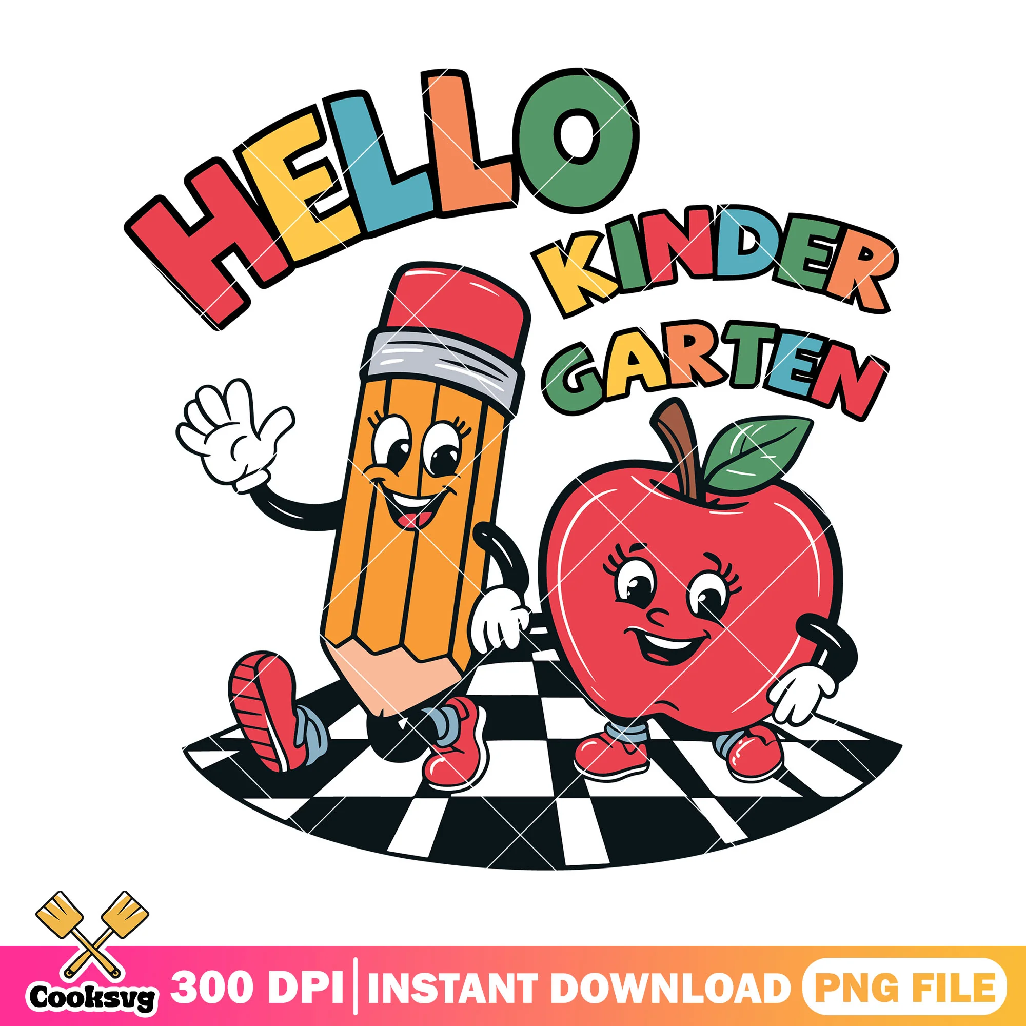 Hello kindergarten file png, apple pencil png, back to school day png