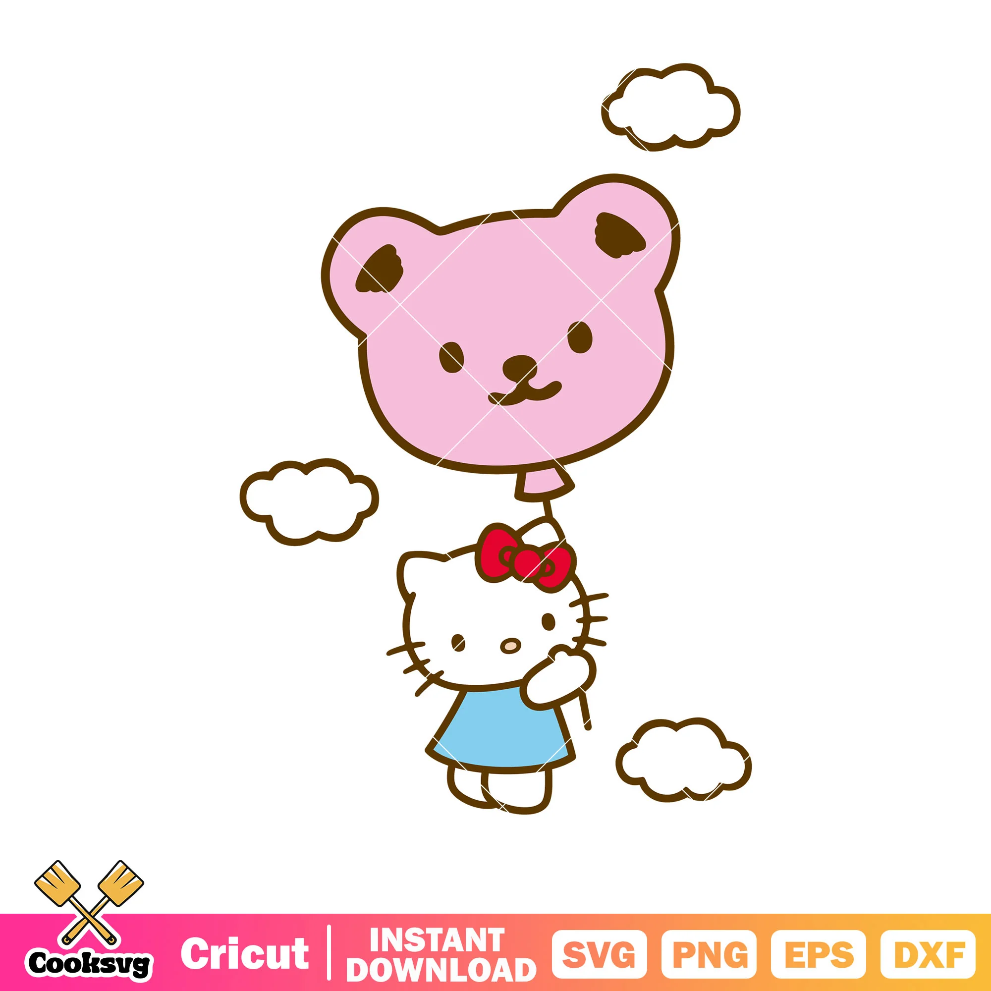 Hello kitty and balloon bear svg, hello kitty balloons svg