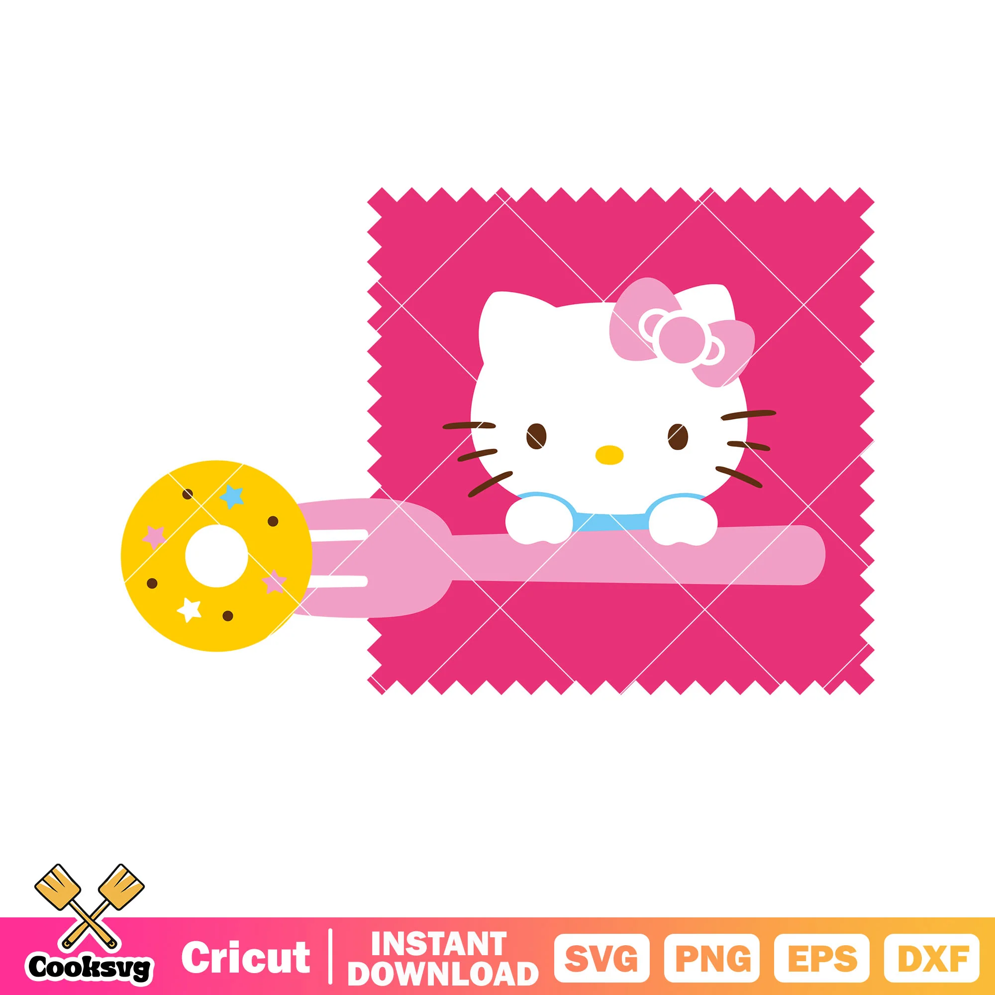 Hello kitty and cake stamp svg, hello kitty stamps svg
