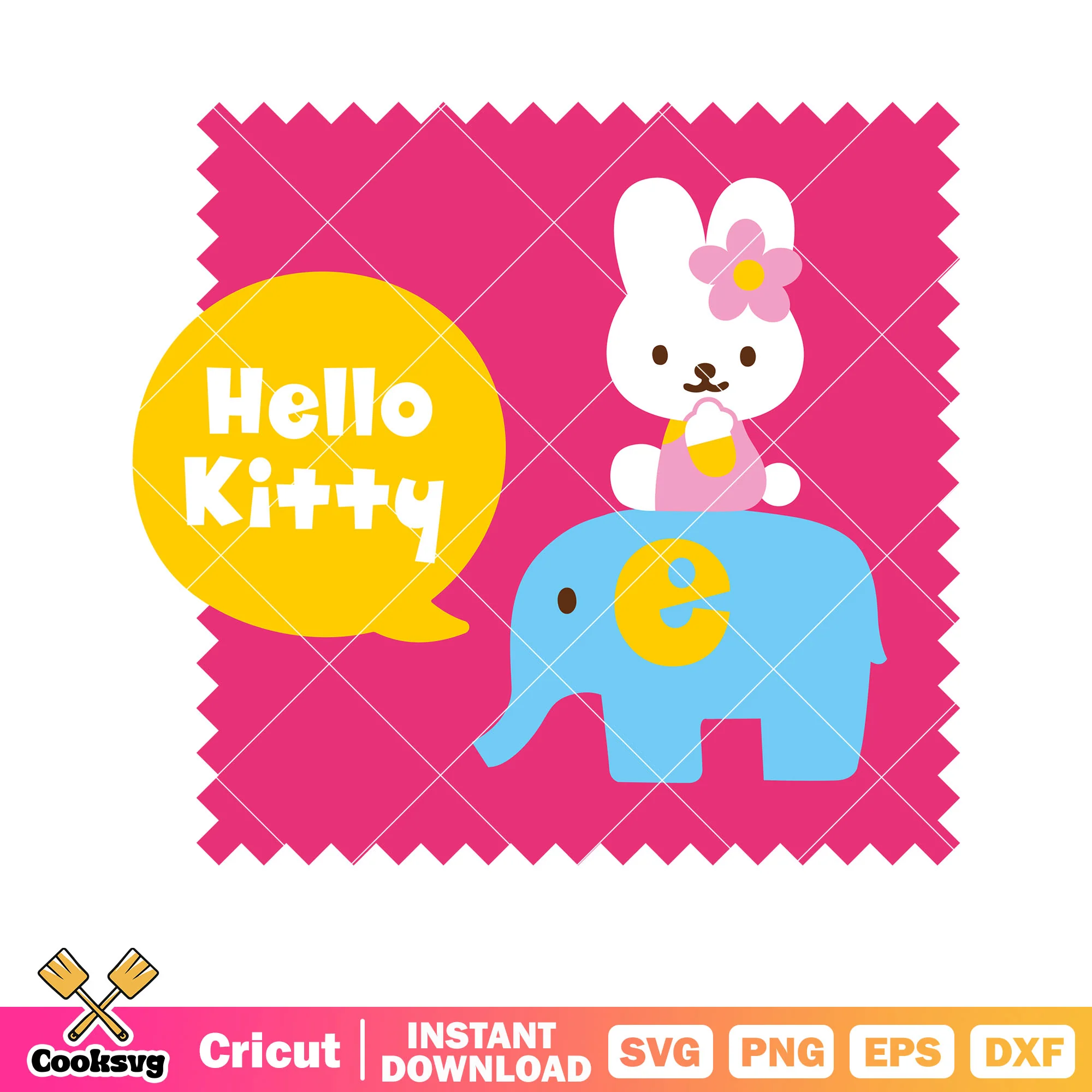 Hello kitty and elephant svg, hello kitty elephant svg