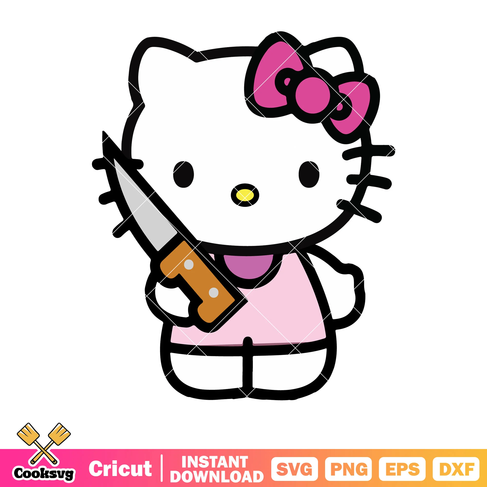 Hello kitty and knife svg, horror knife svg, hello kitty svg