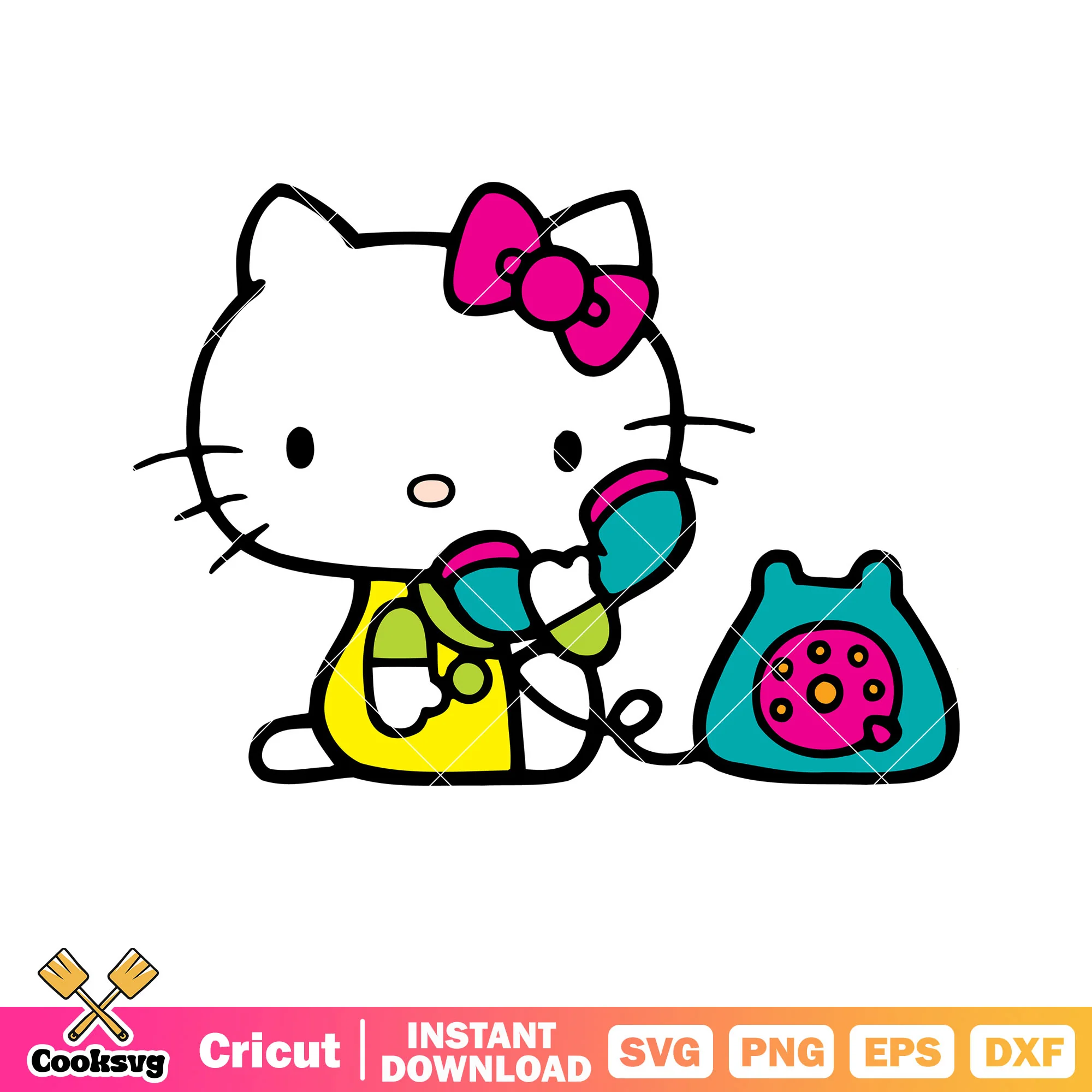 Hello kitty and telephone svg, hello kitty telephone svg