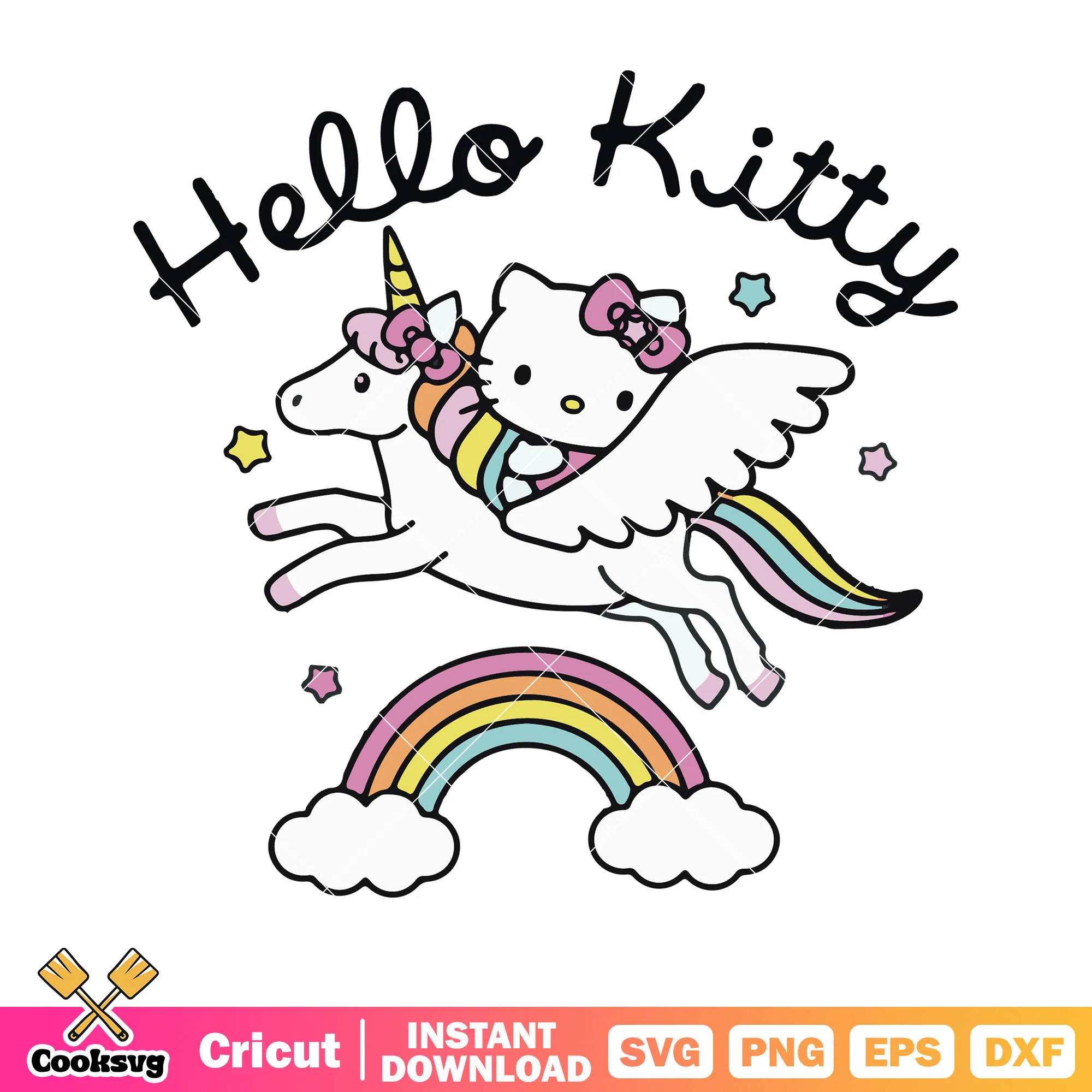 Hello kitty and unicorn svg, hello kitty rainbow svg, hello kitty svg