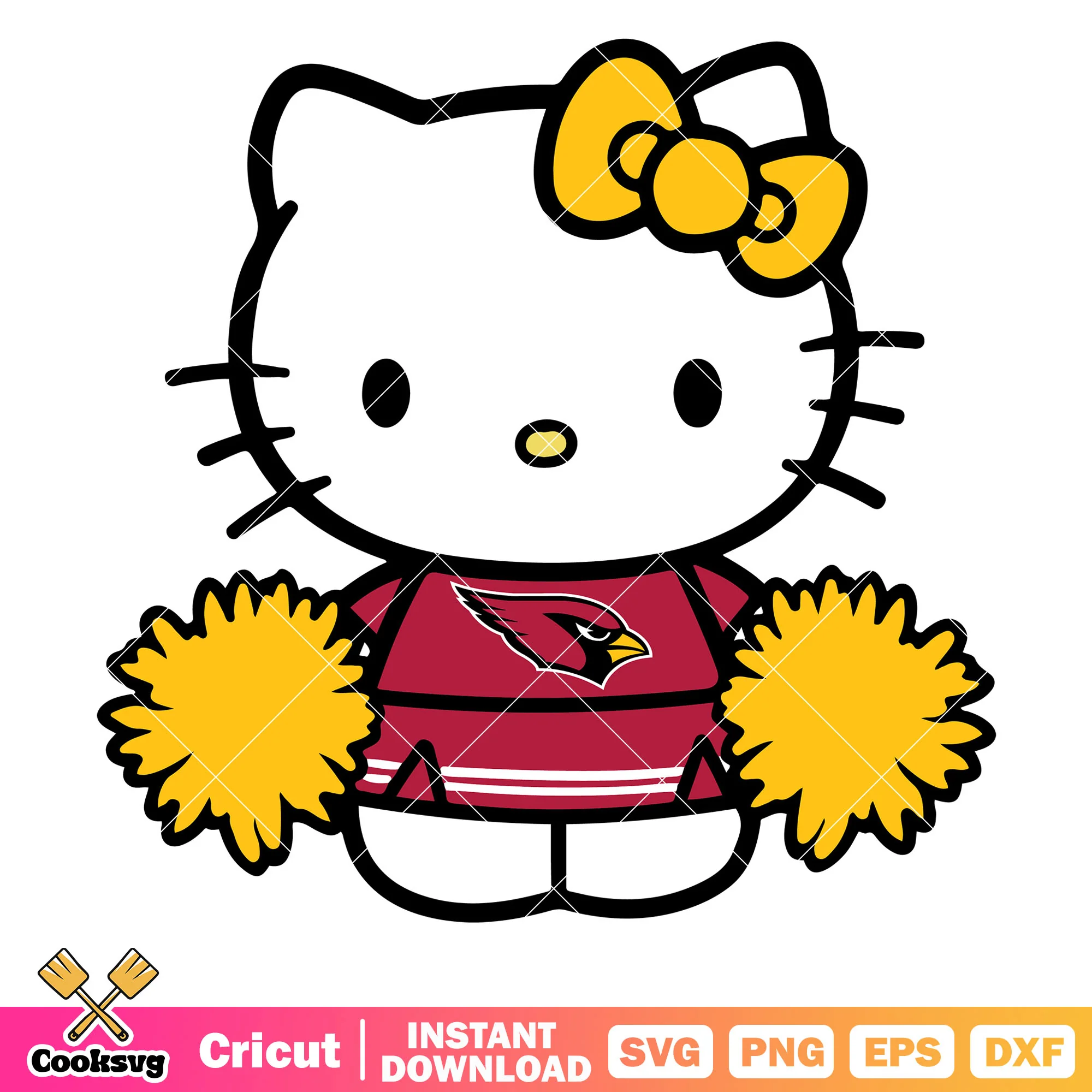 Hello kitty arizona cardinals cheerleader svg, arizona cardinals svg