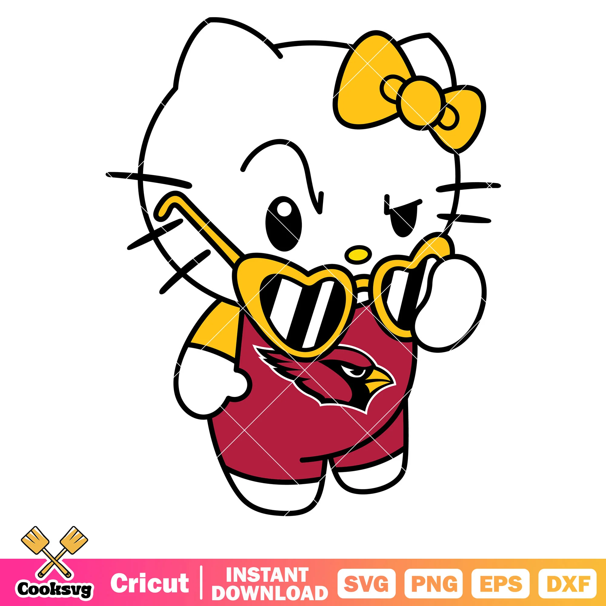 Hello kitty arizona cardinals sunglasses svg, arizona cardinals svg