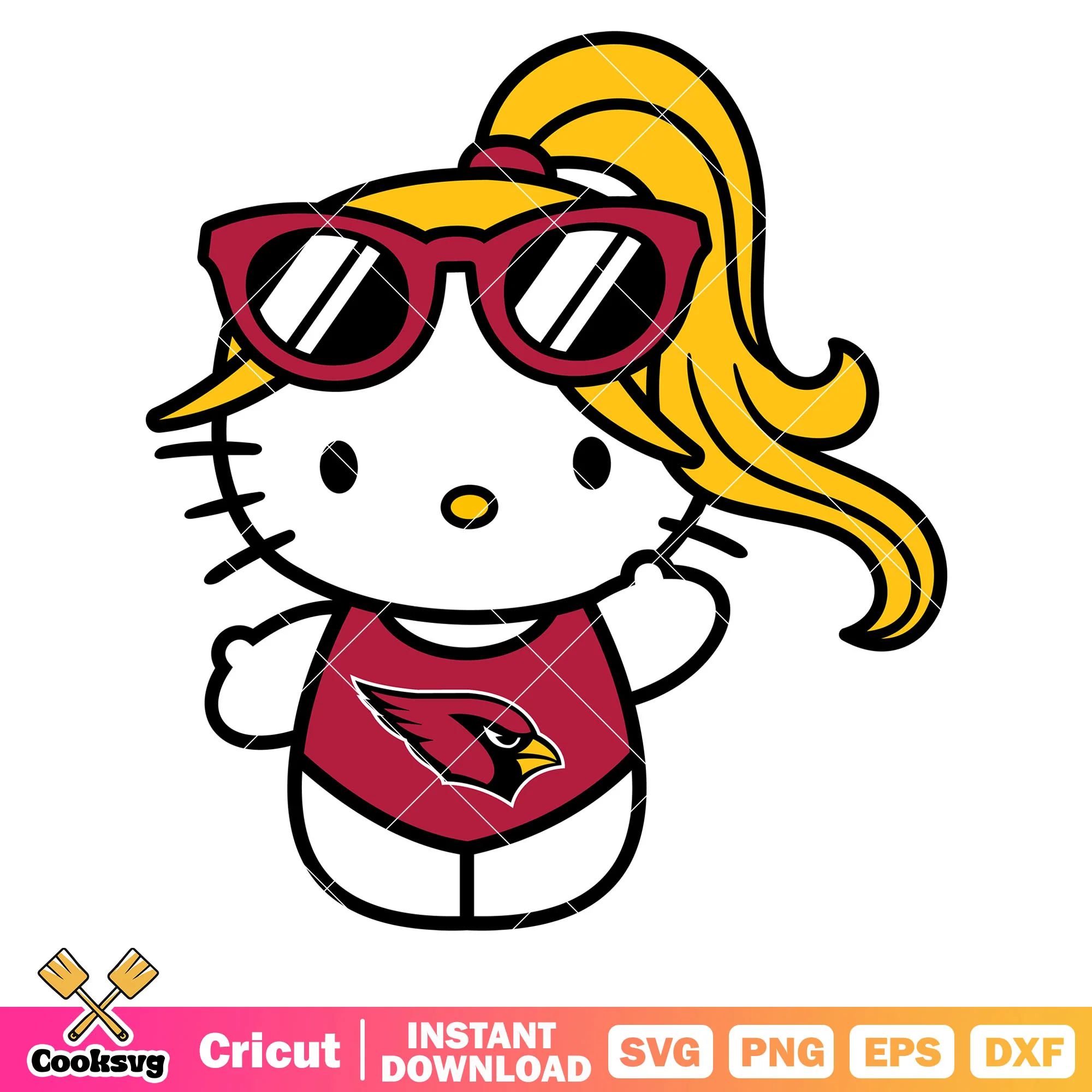 Hello kitty arizona cardinals swimwear svg, arizona cardinals svg