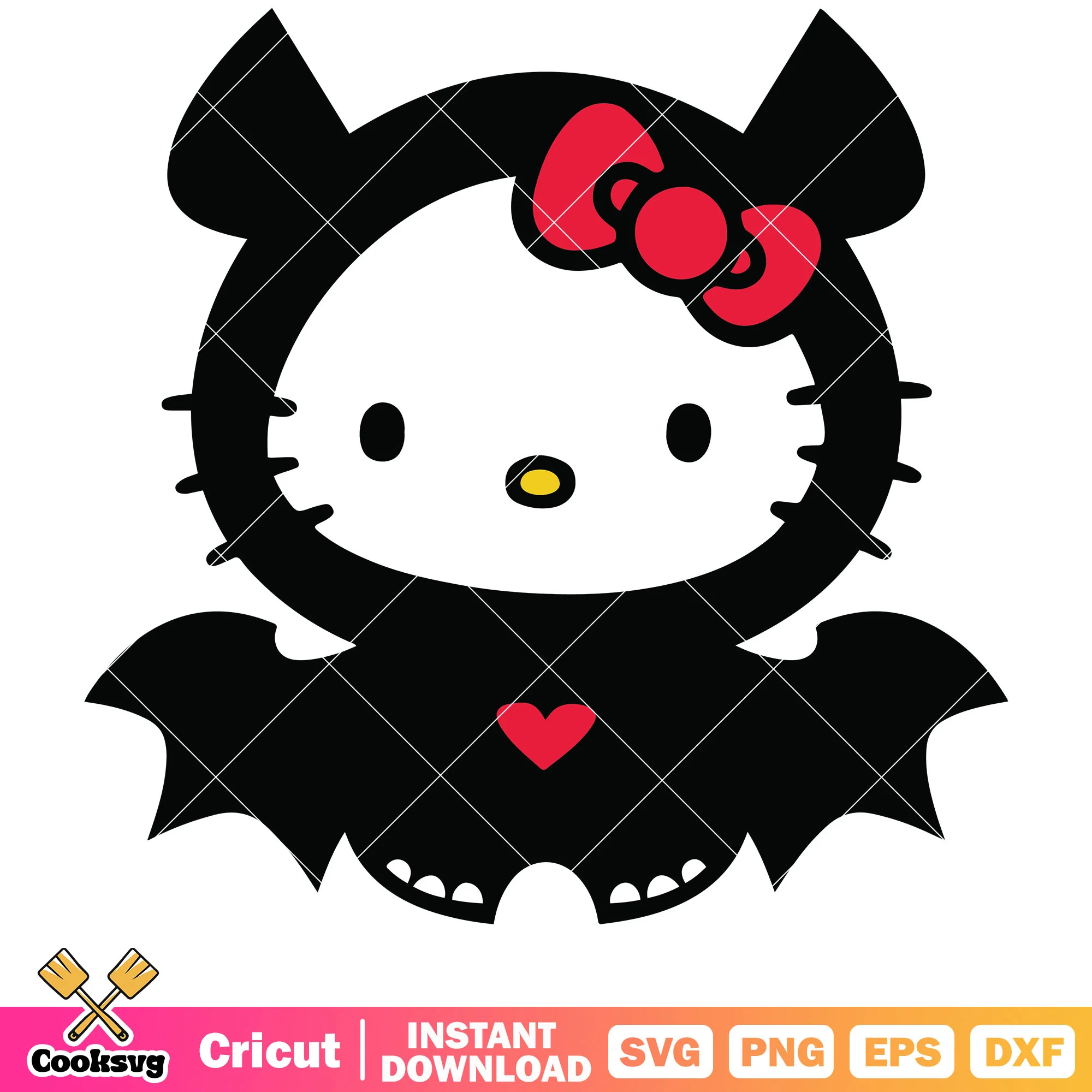 Hello kitty bat halloween svg, halloween hello kitty svg