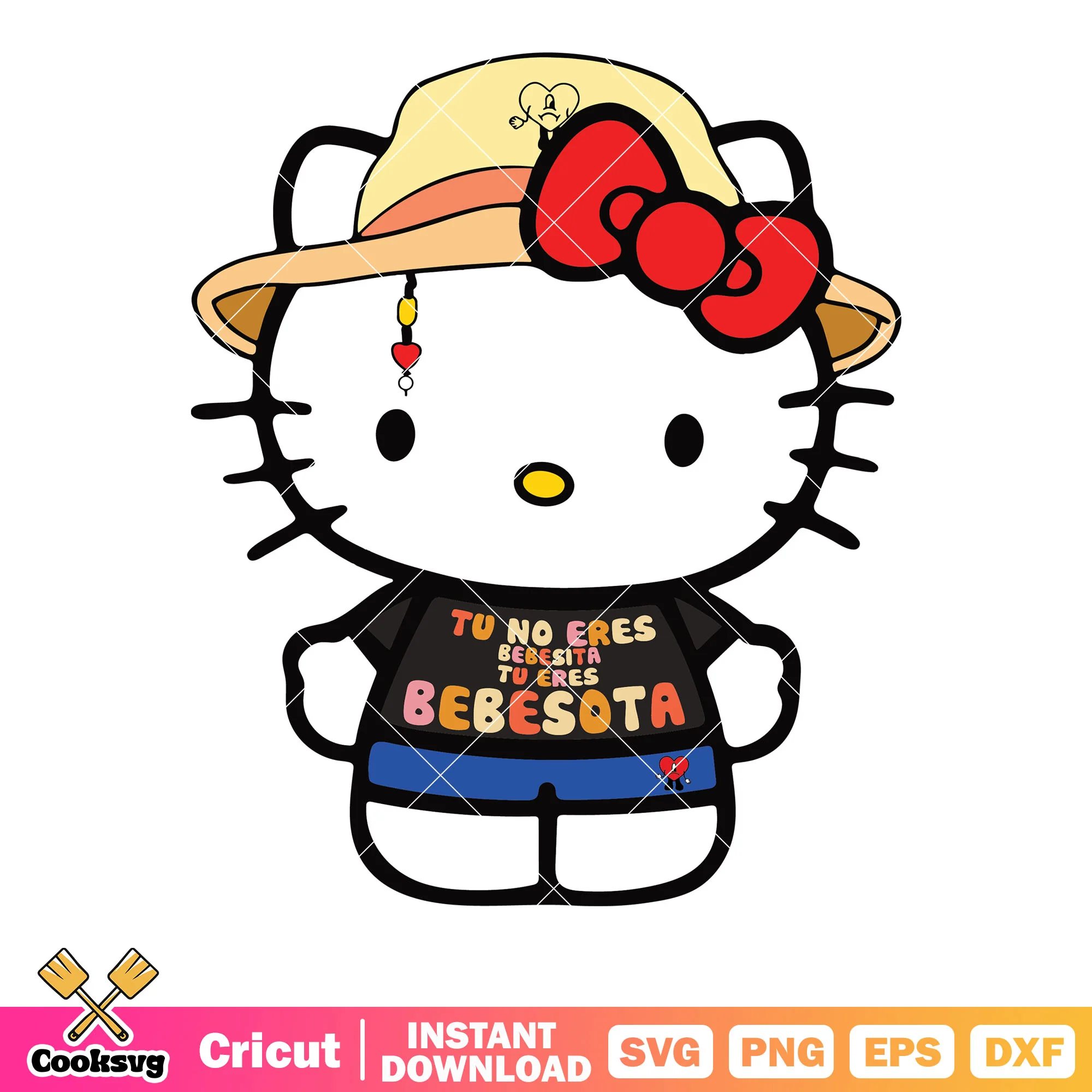 Hello kitty bebesota bad bunny svg, bad bunny hello kitty svg