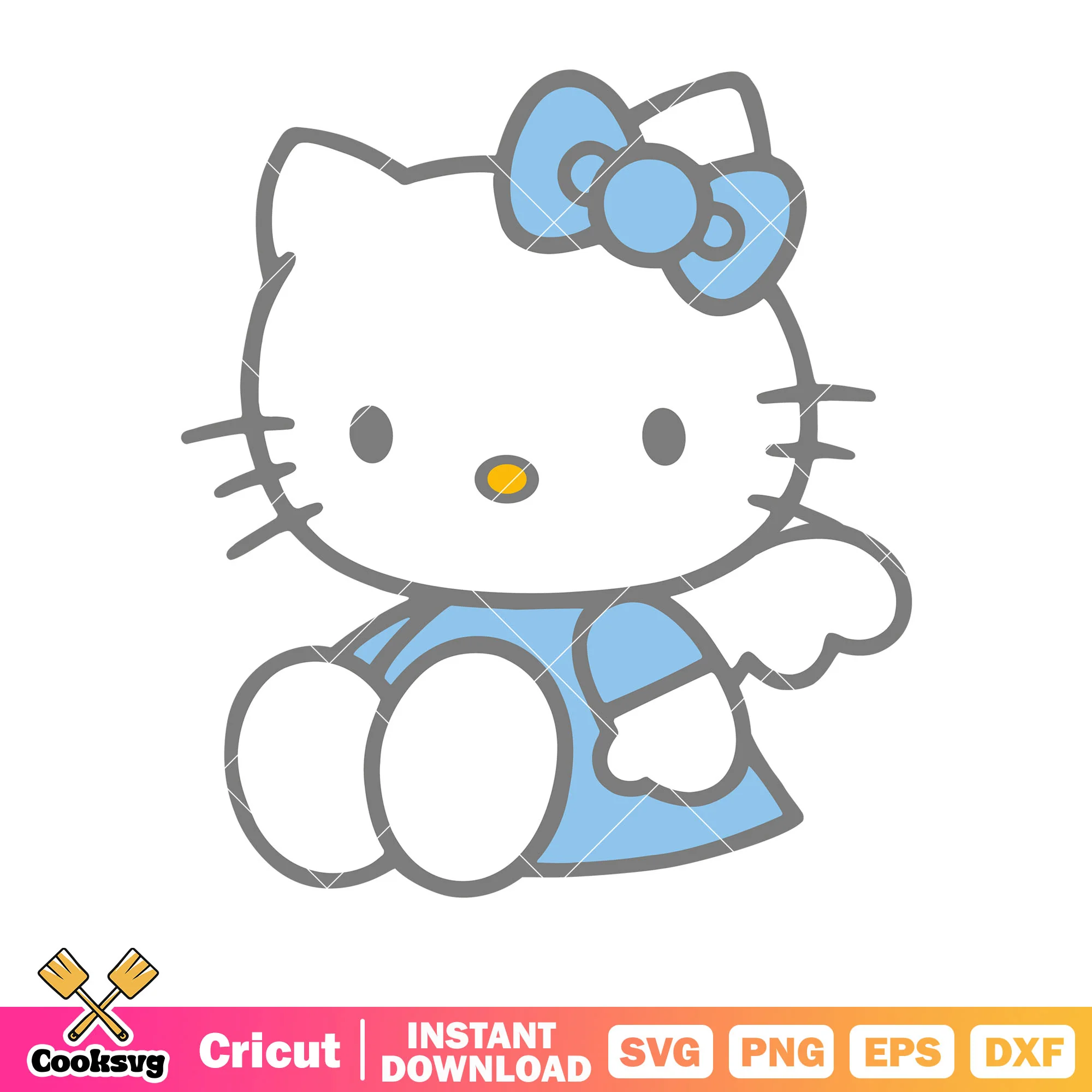 Hello kitty blue angel cartoon svg, hello kitty blue angel svg