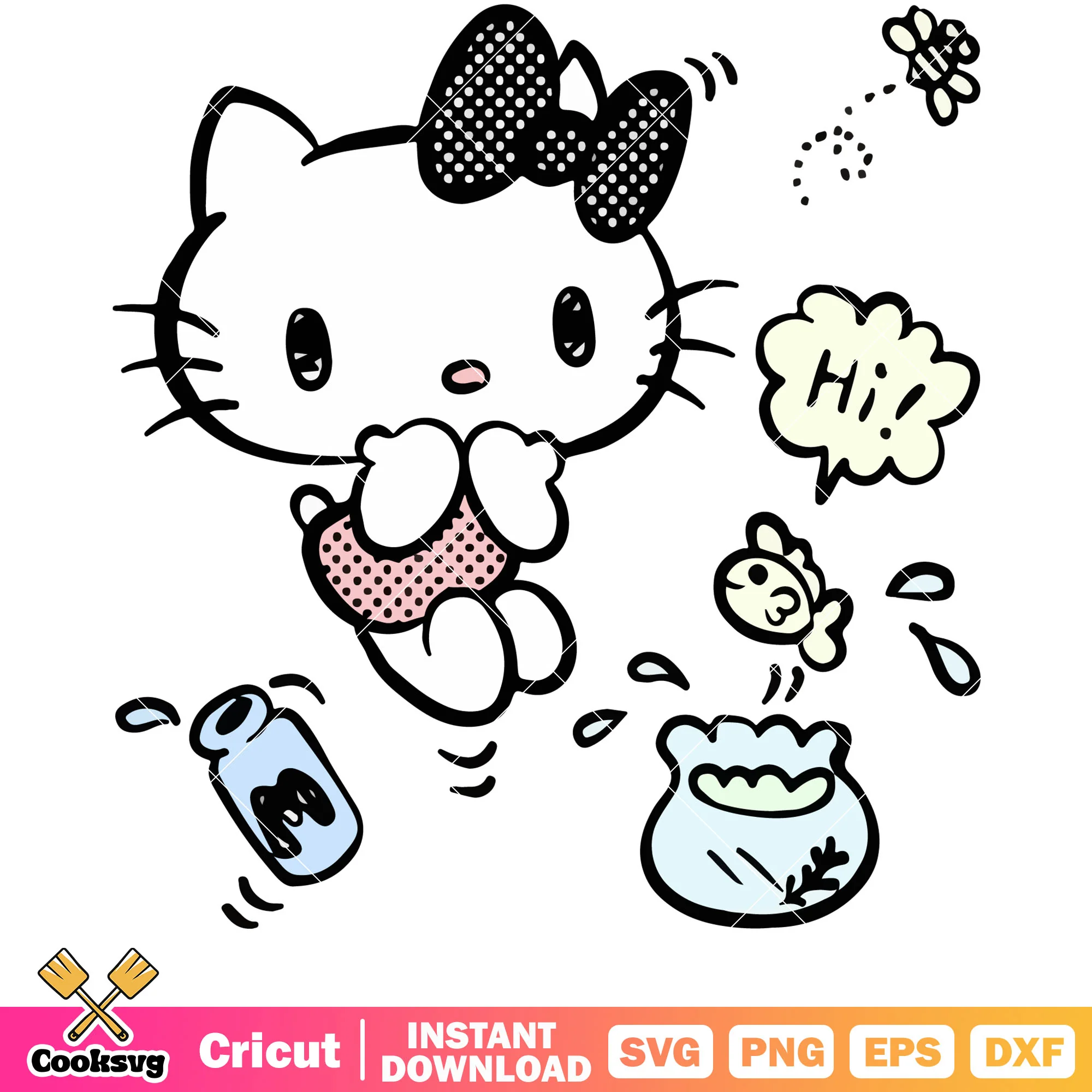 Hello kitty cartoon cute design svg, cute sanrio hello kitty svg