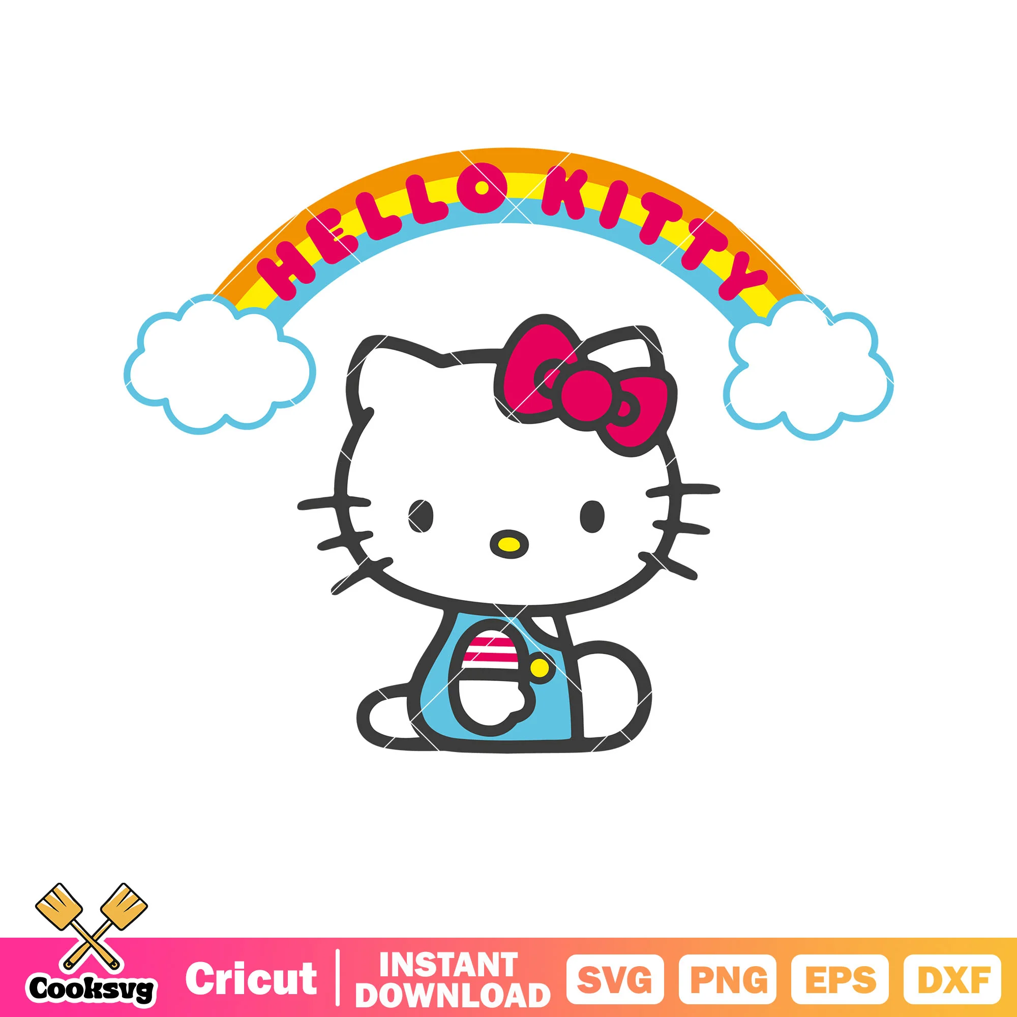 Hello kitty cartoon rainbow name svg, hello kitty rainbow svg