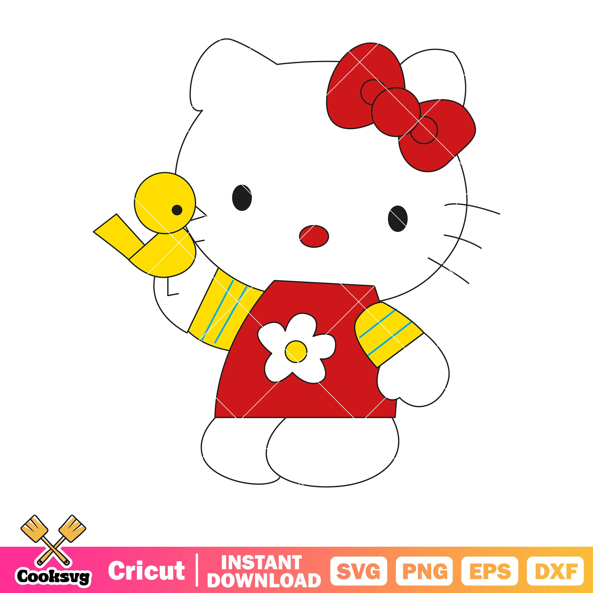 Hello kitty cat and bird svg, hello kitty bird svg, hello kitty svg