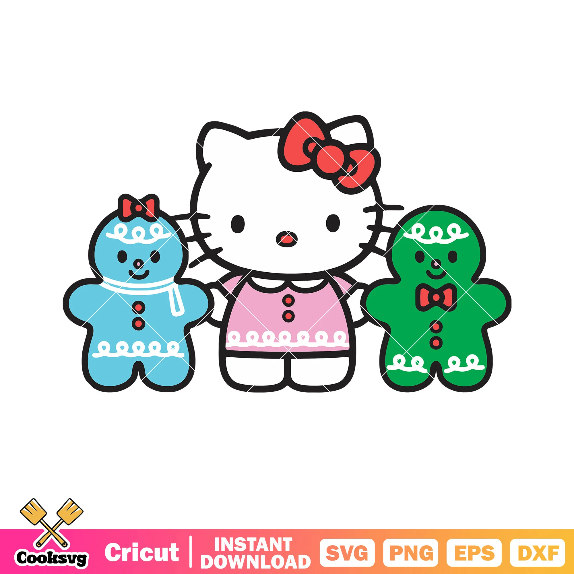 Hello kitty christmas gingerbread svg, hello kitty gingerbread svg