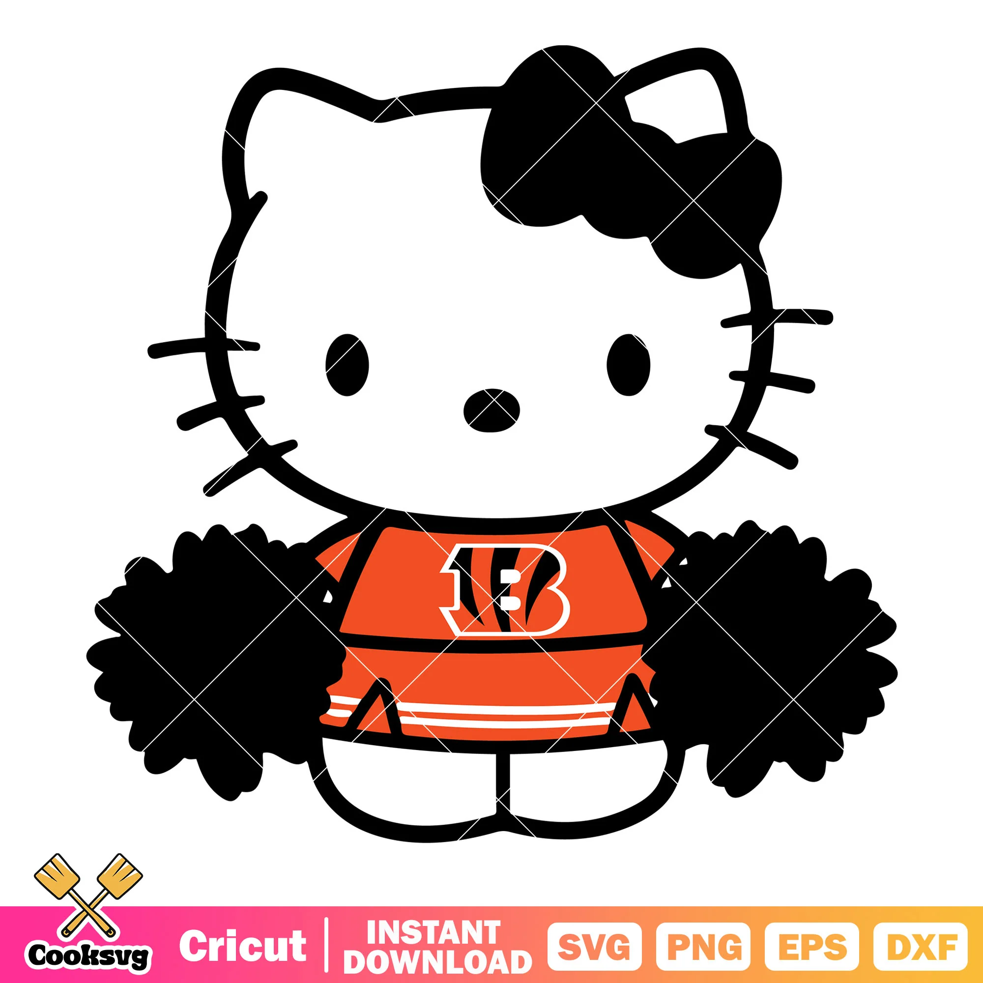 Hello kitty cincinnati bengals cheerleader svg, cincinnati bengals football svg