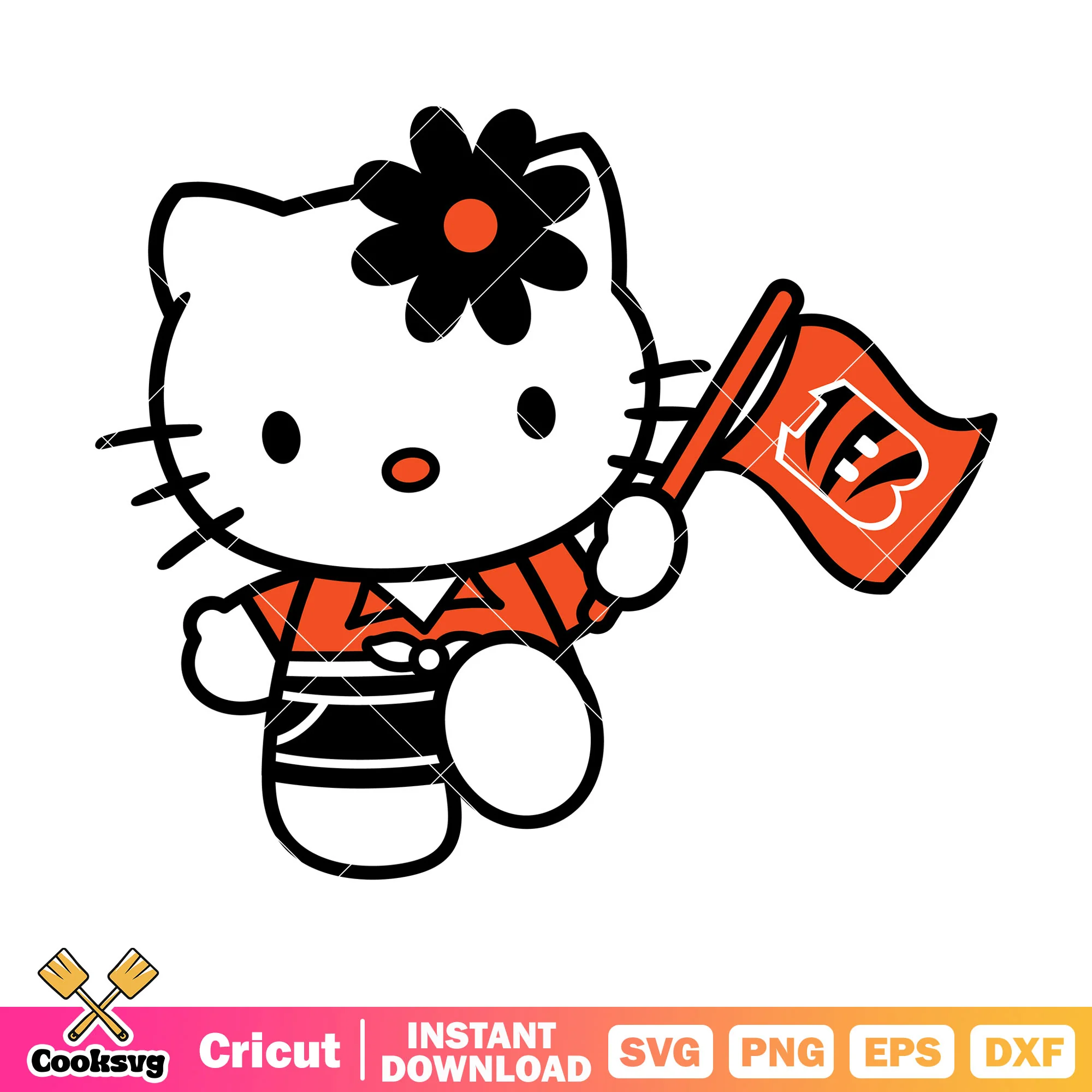 Hello kitty cincinnati bengals flag svg, cincinnati bengals svg