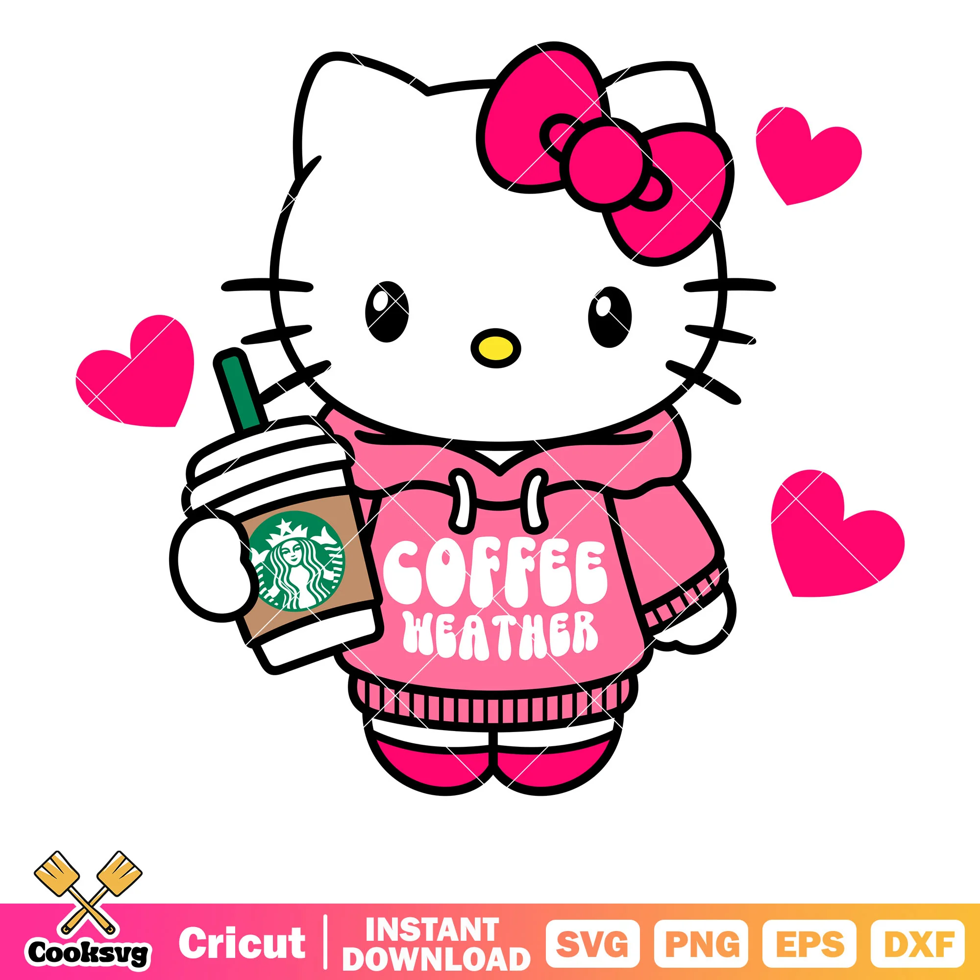 Hello kitty coffee weather svg, hello kitty svg, sanrio cartoon svg