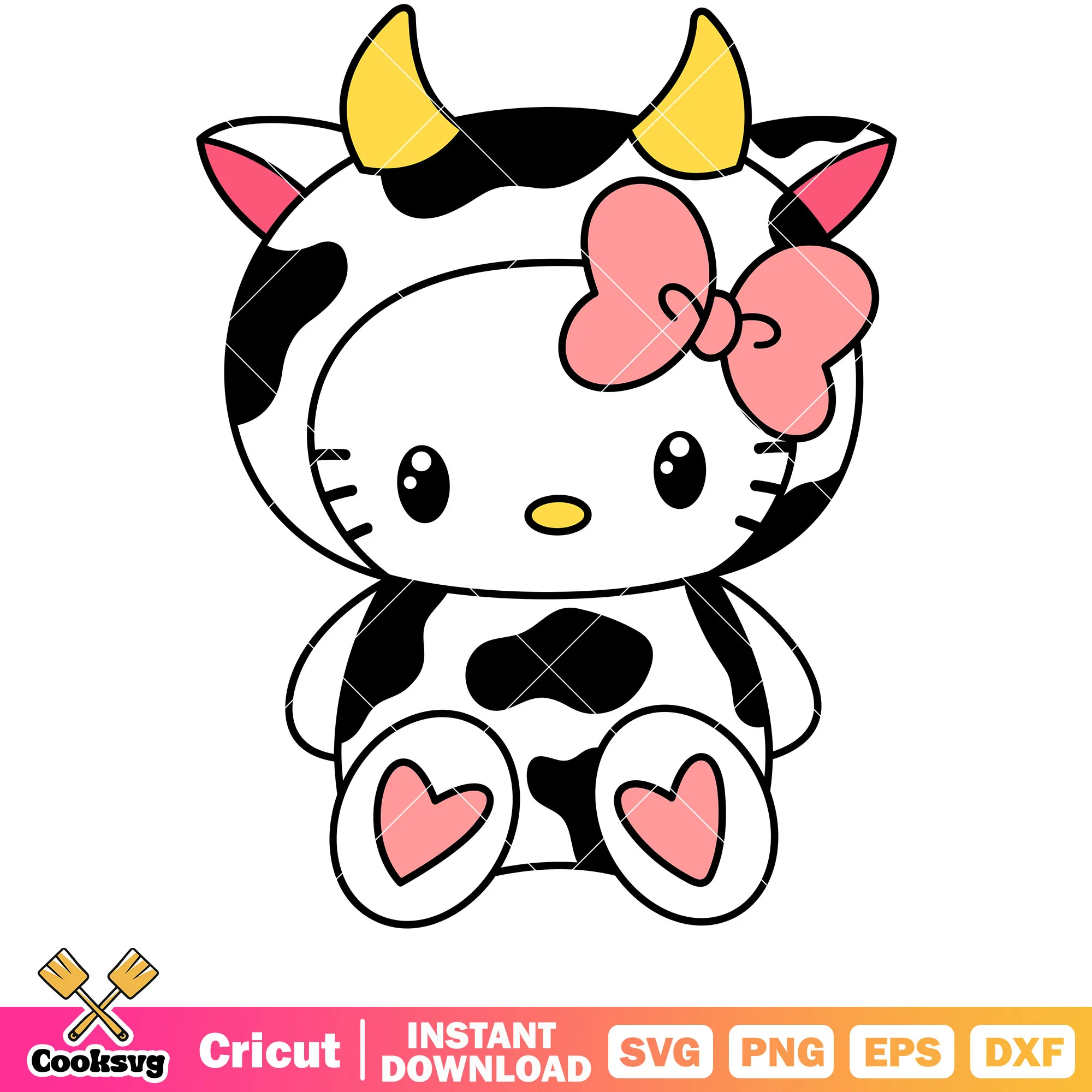Hello kitty cow design svg, hello kitty svg, sanrio svg