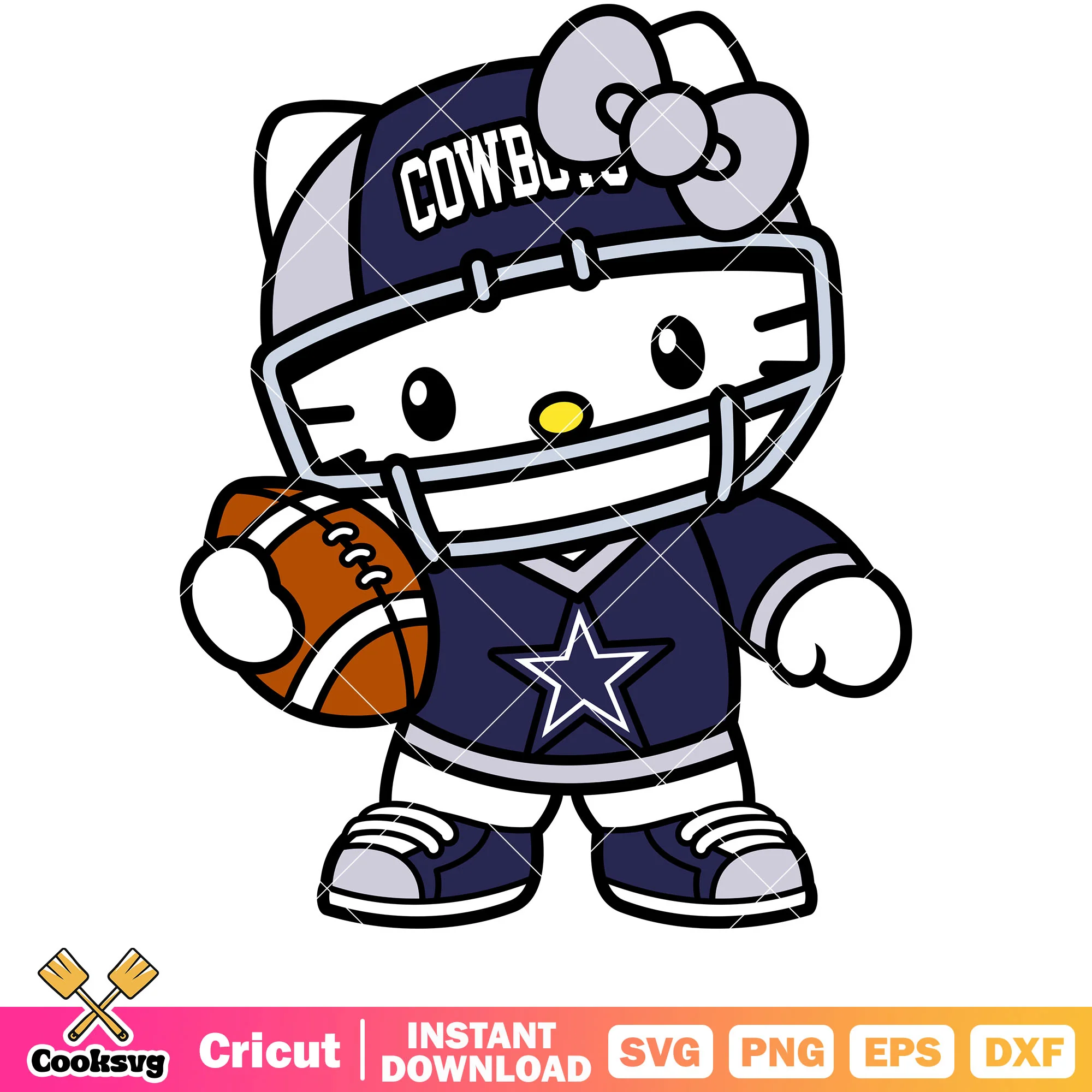 Hello kitty dallas cowboys football svg, sanrio svg, dallas cowboys svg