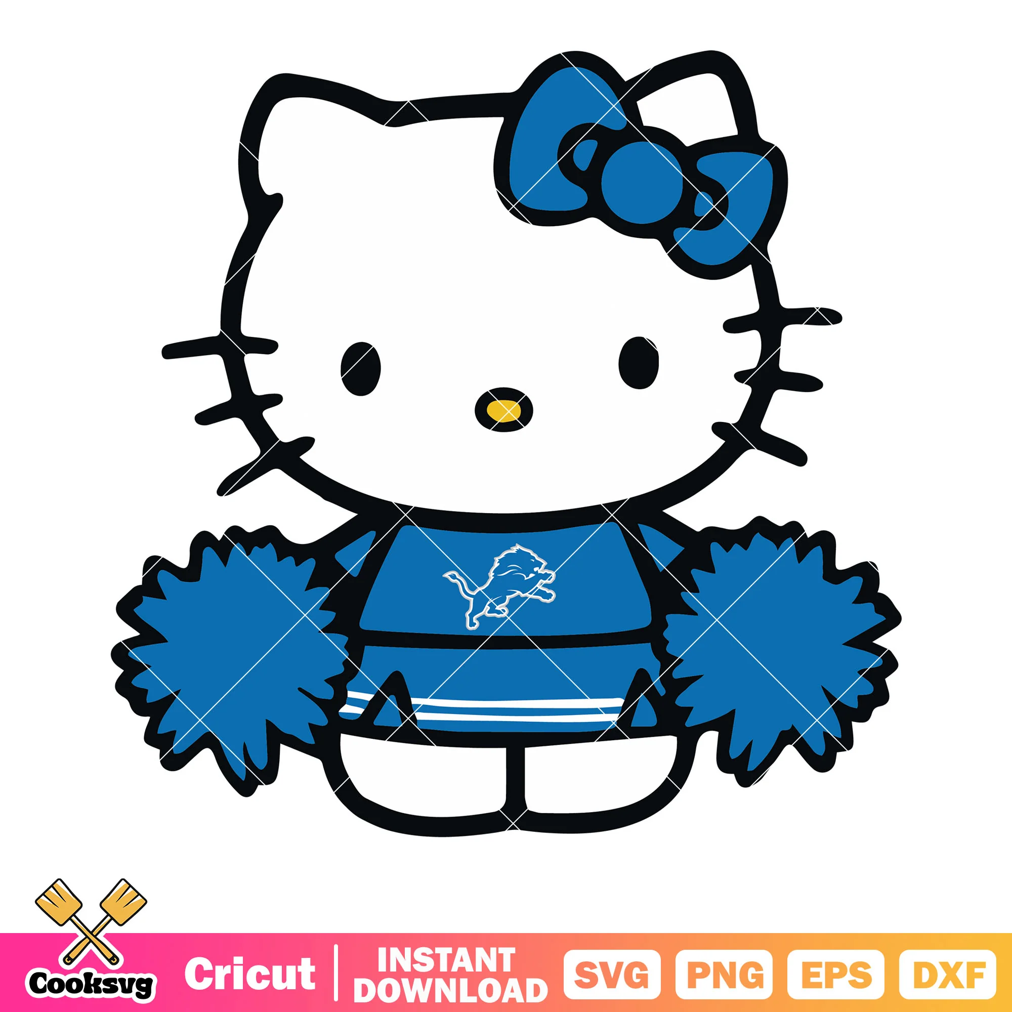 Hello kitty Detroit Lions Cheerleade svg, hello kitty cheerleader svg