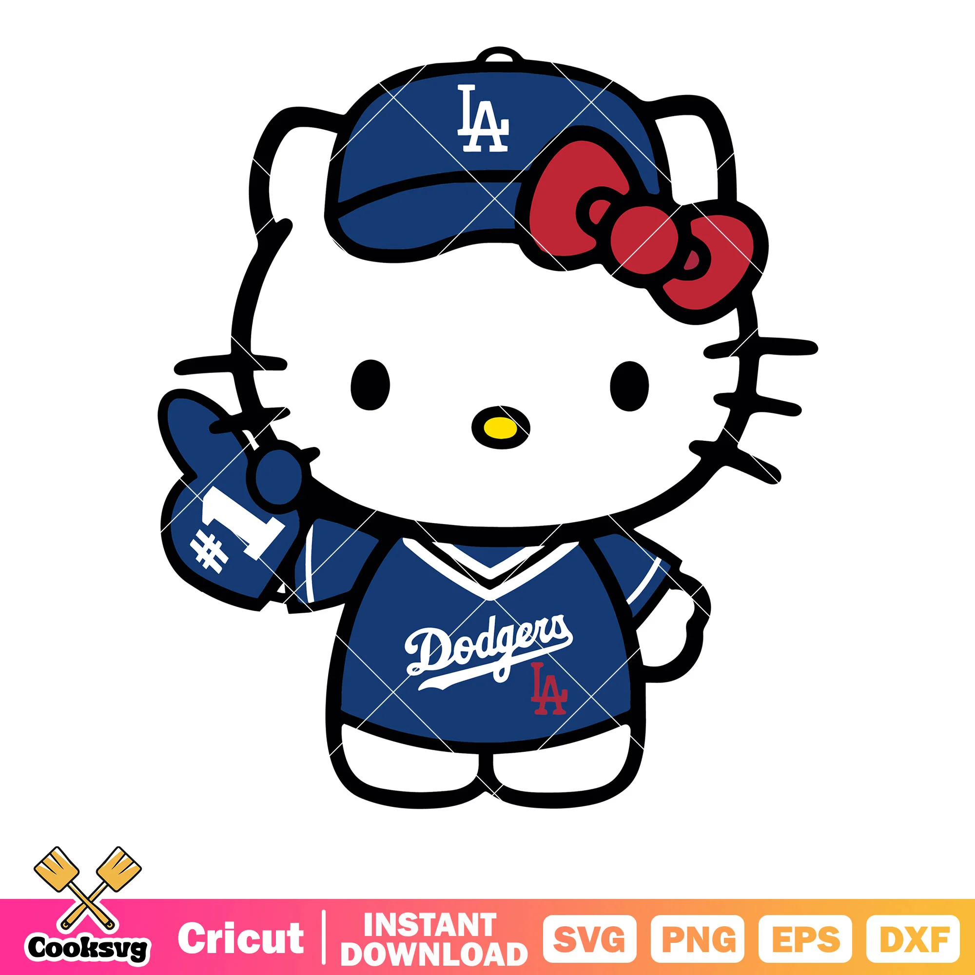 Hello Kitty Dodgers fan Baseball svg, hello kitty dodgers svg
