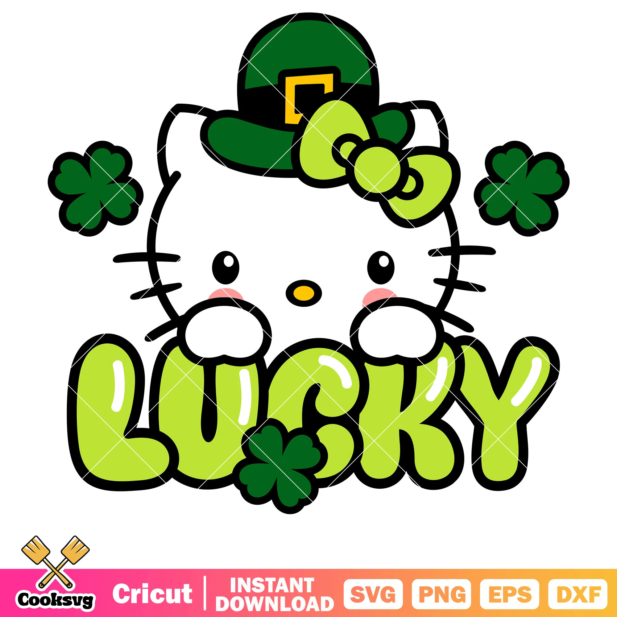 Hello kitty face st patrick day svg, hello kitty svg, sanrio svg