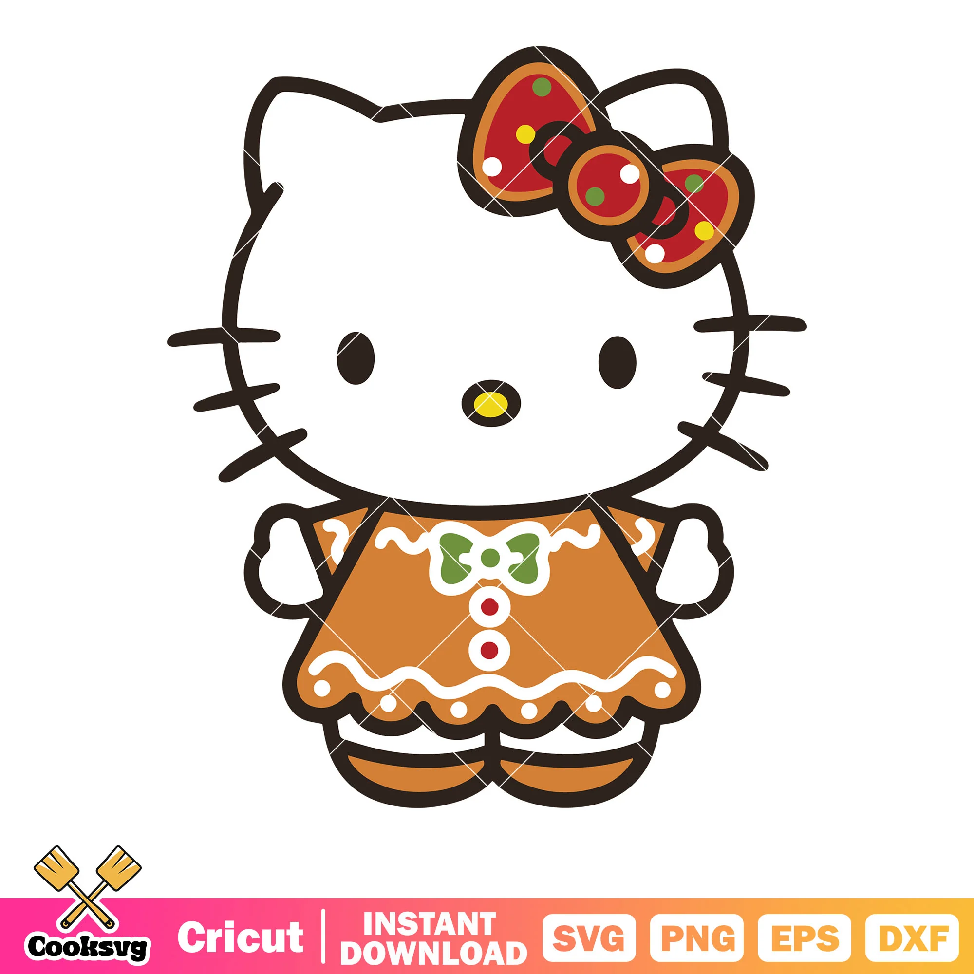 Hello kitty gingerbread costume svg, hello kitty gingerbread svg