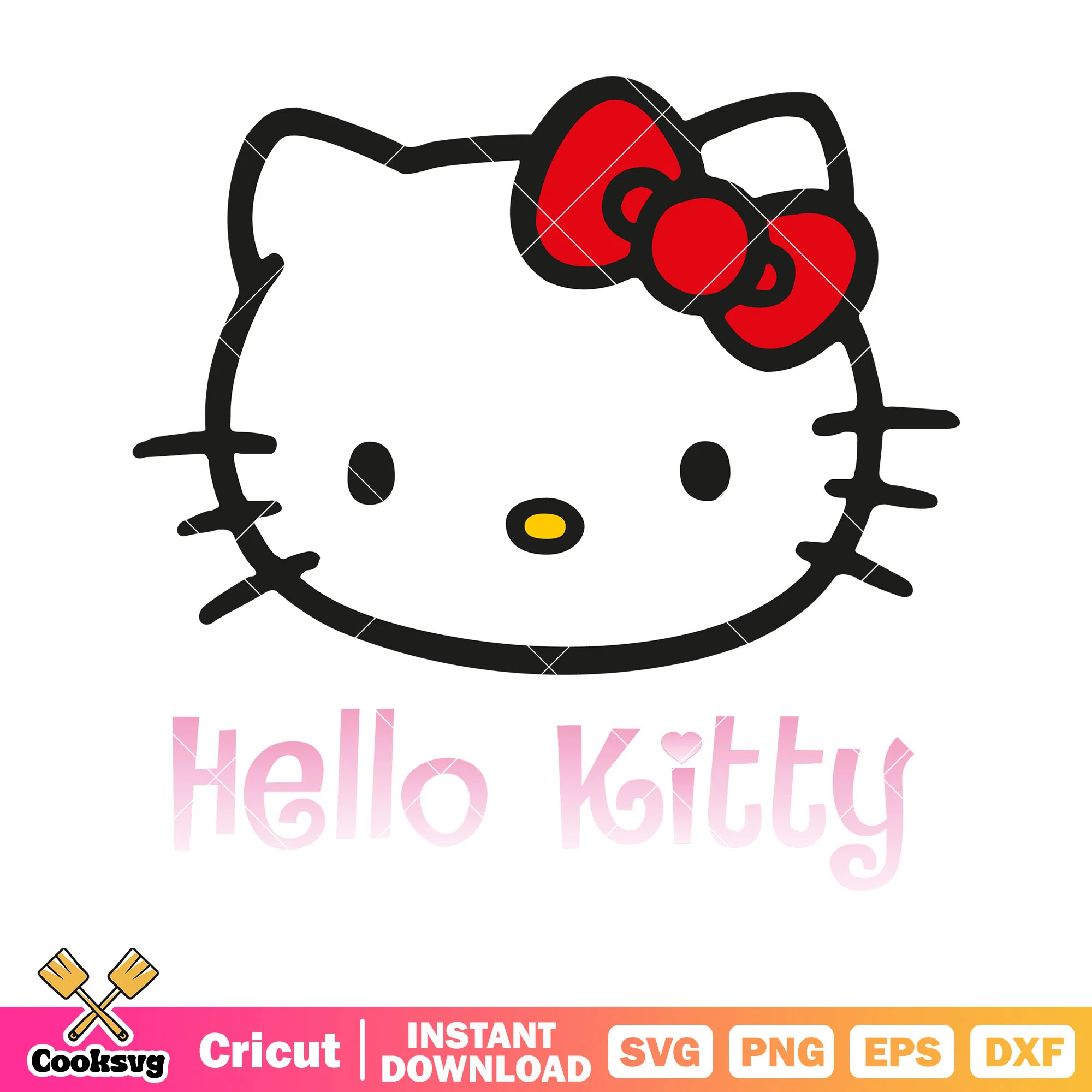 Hello kitty head name cartoon svg, hello kitty head svg, kitty cat svg