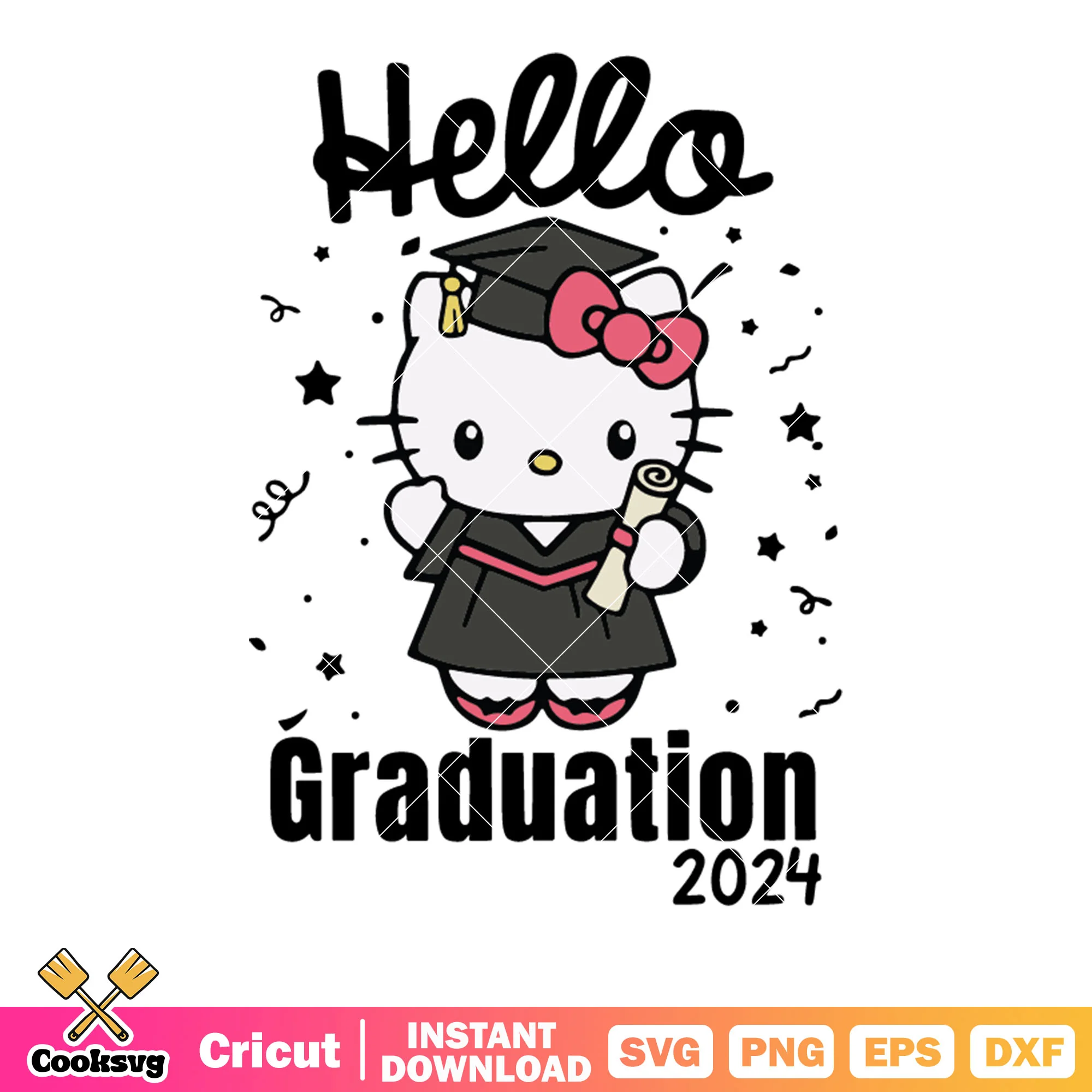 Hello kitty hello graduation 2024 svg, hello kitty graduation svg