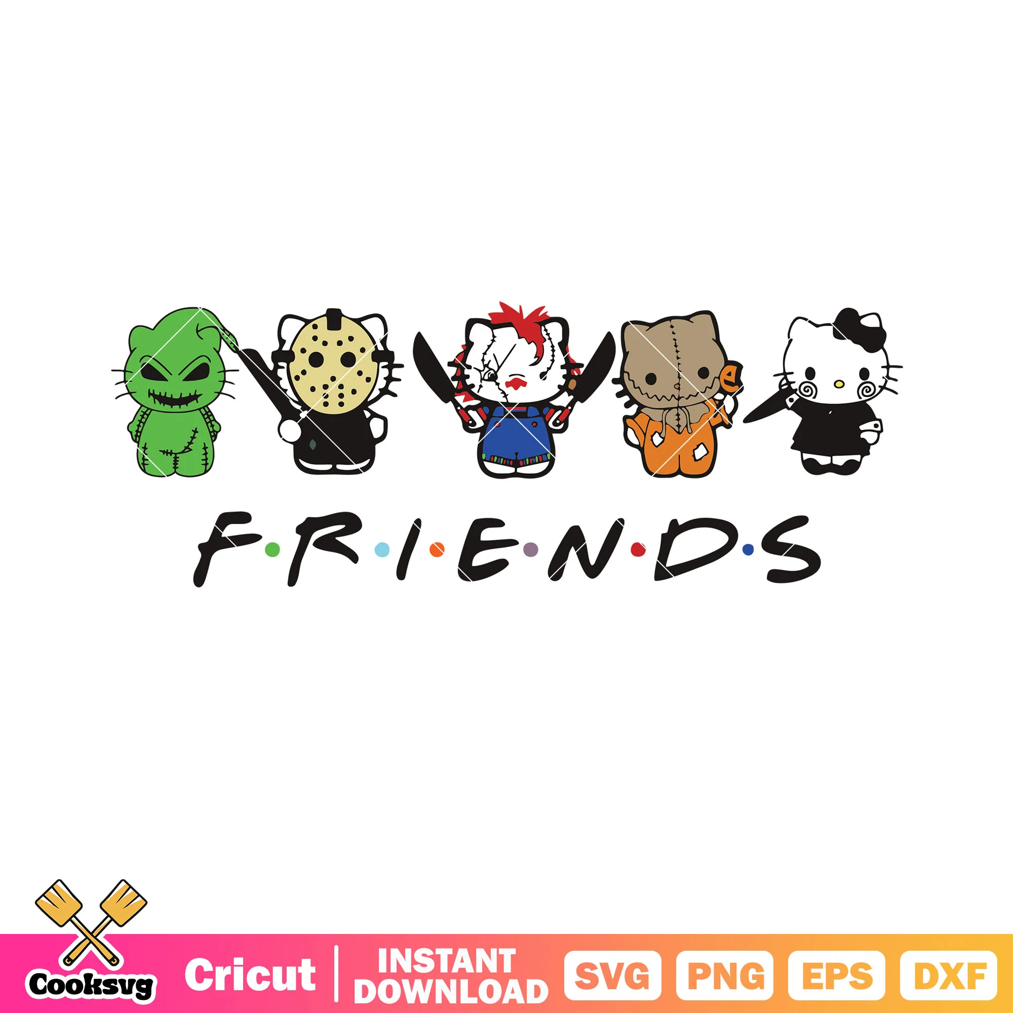 Hello kitty horror friends svg, hello kitty horror svg, horror movies svg