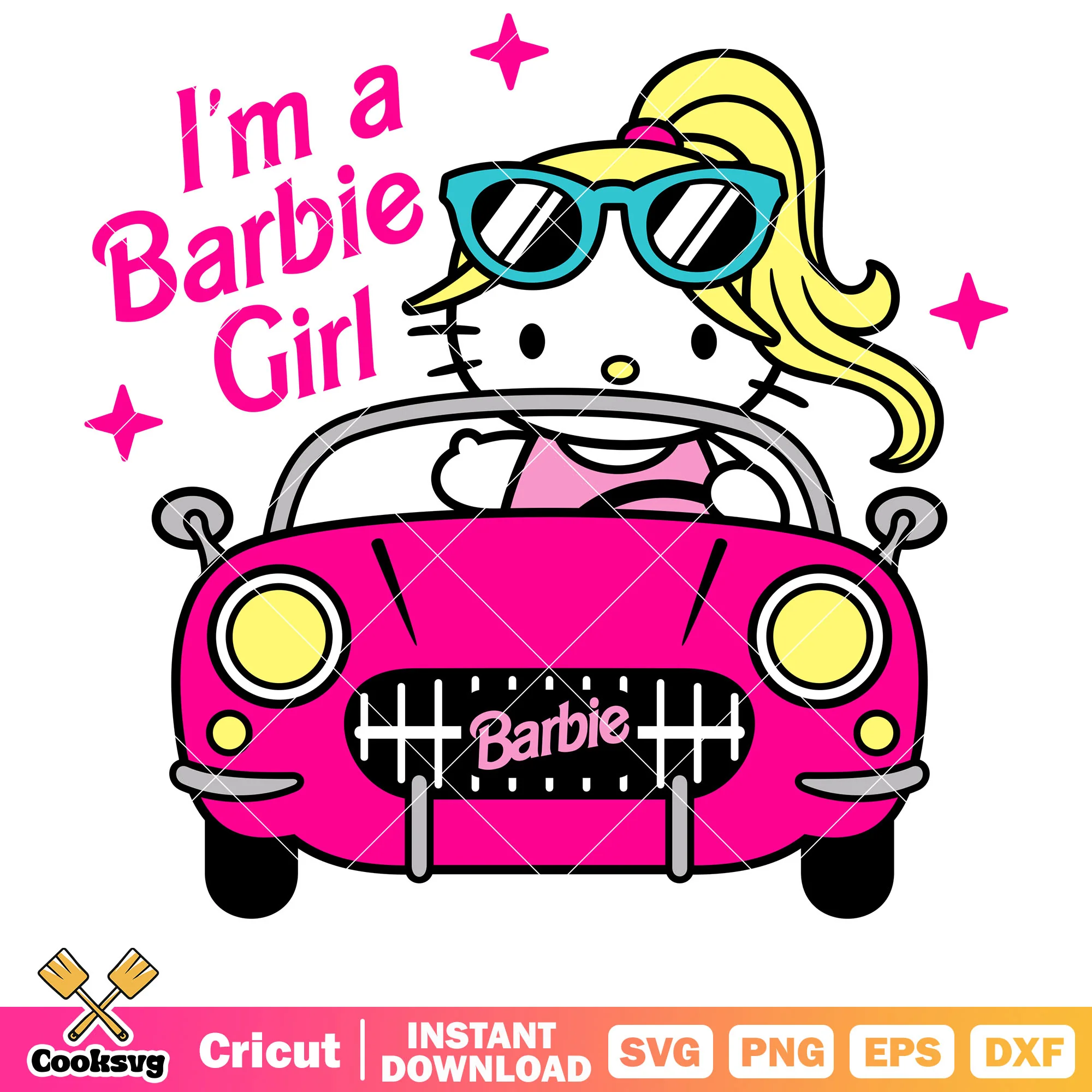 Hello kitty i'm a barbie girl svg, barbie hello kitty, sanrio svg