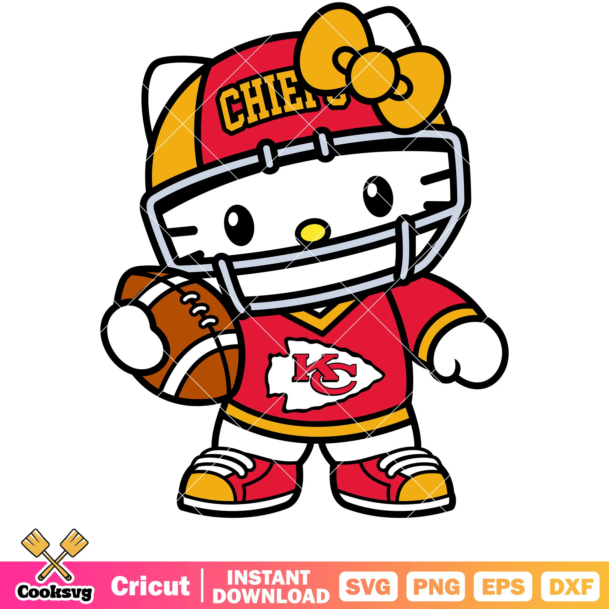 Hello kitty kansas city chiefs football svg, chiefs svg