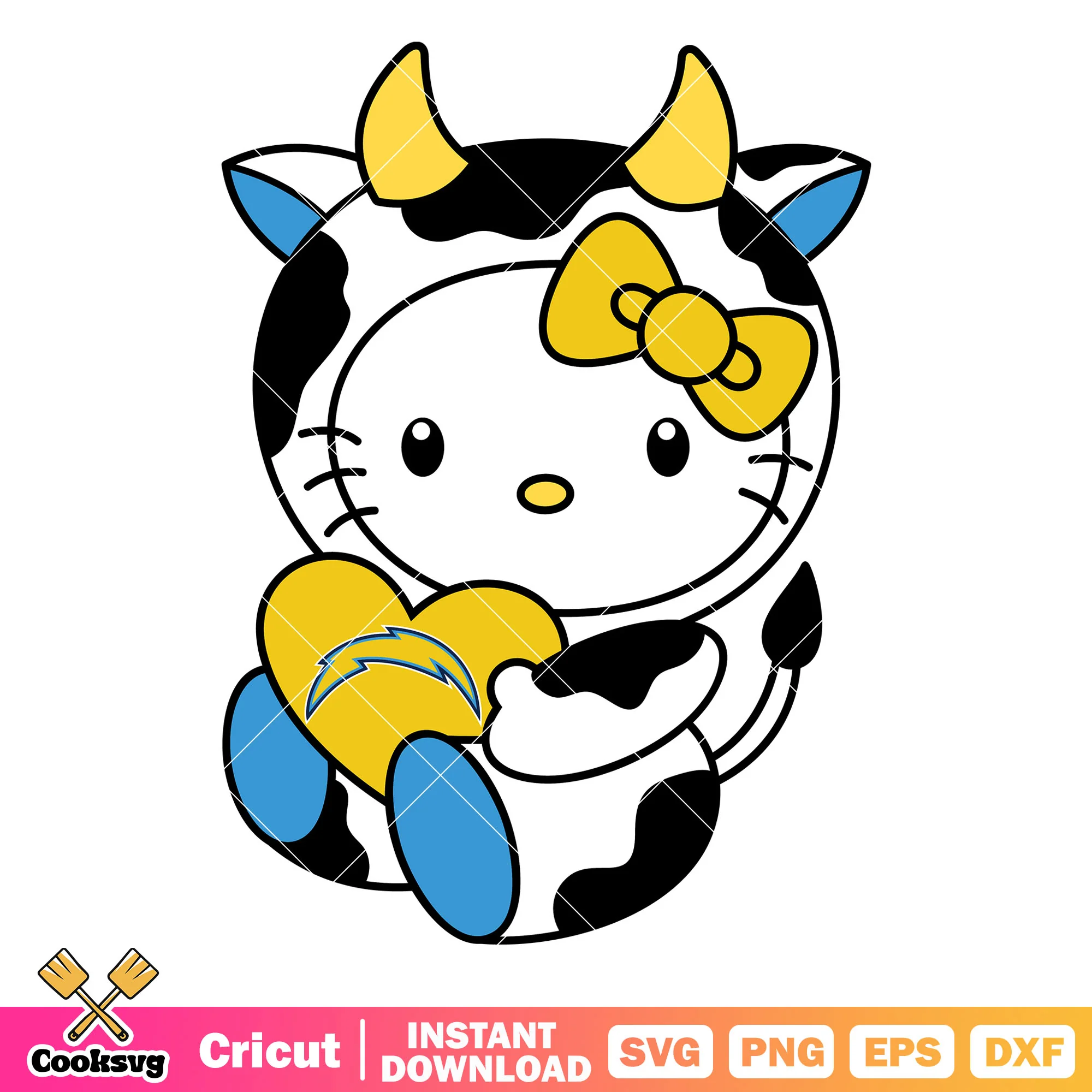 Hello Kitty los angeles chargers cow svg, los angeles chargers logo svg