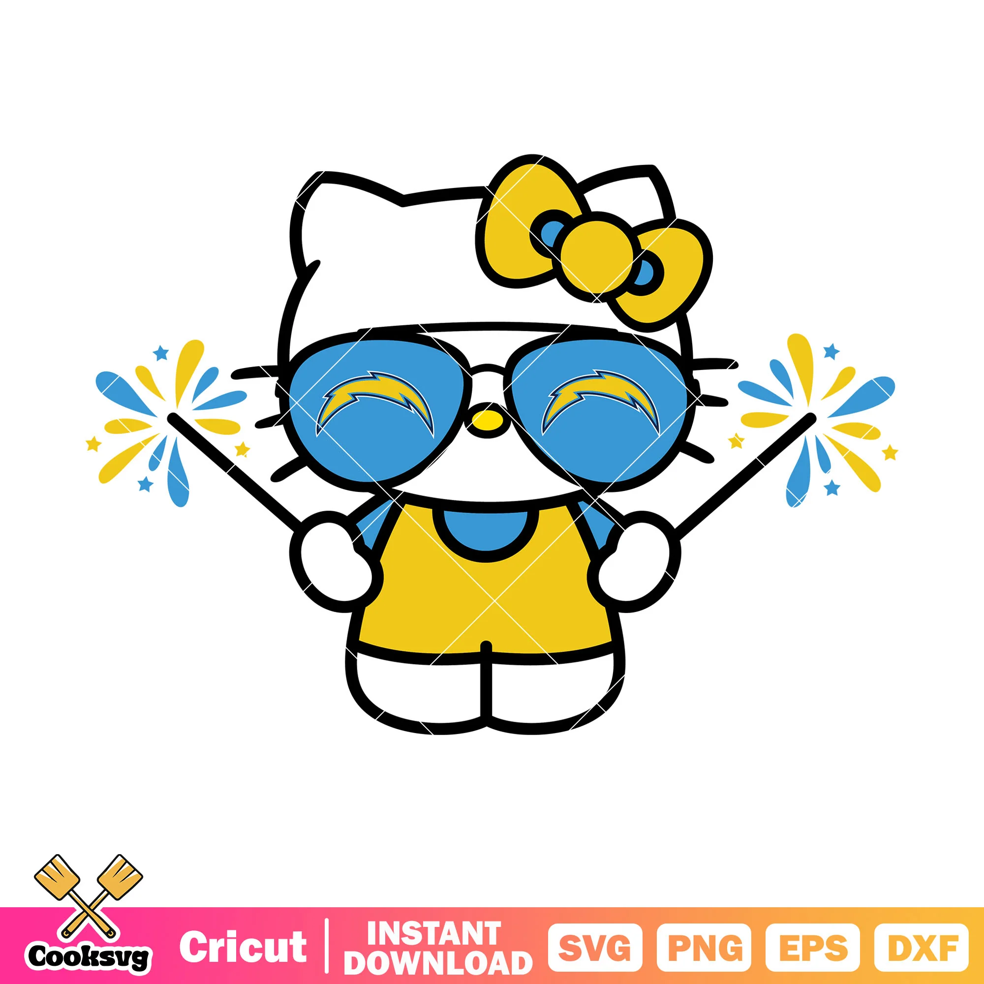 Hello Kitty los angeles chargers firework svg, los angeles chargers svg
