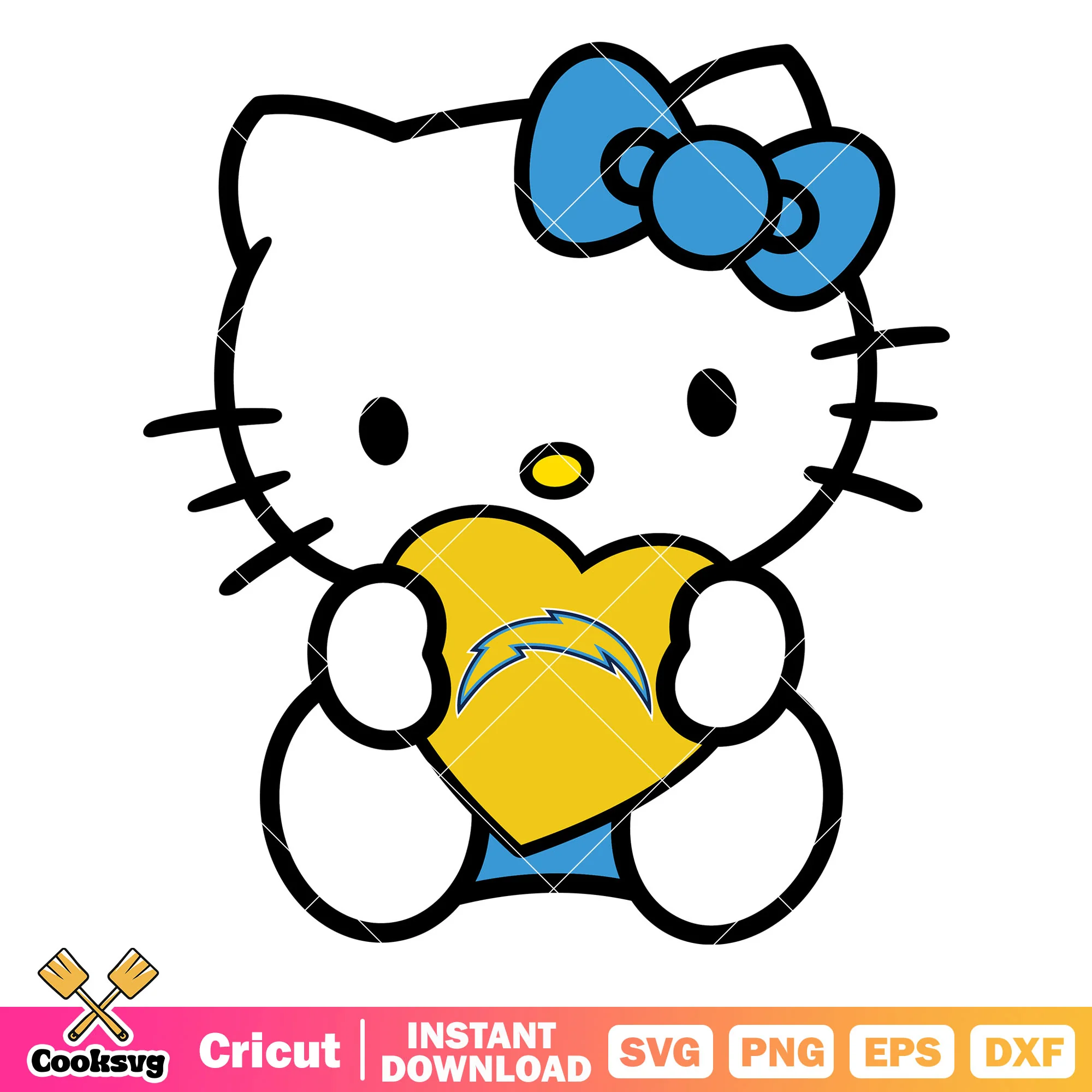 Hello Kitty los angeles chargers heart svg, los angeles chargers logo svg