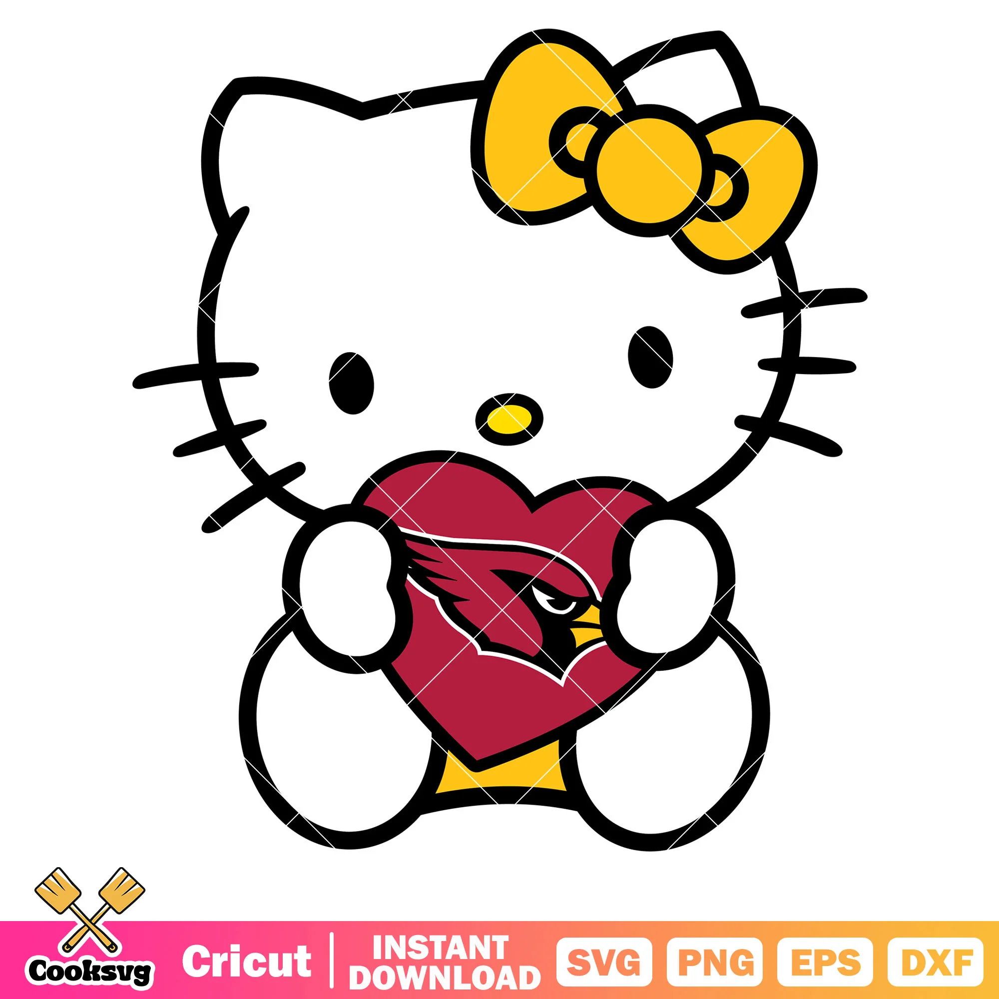 Hello kitty love arizona cardinals svg, arizona cardinals nfl svg